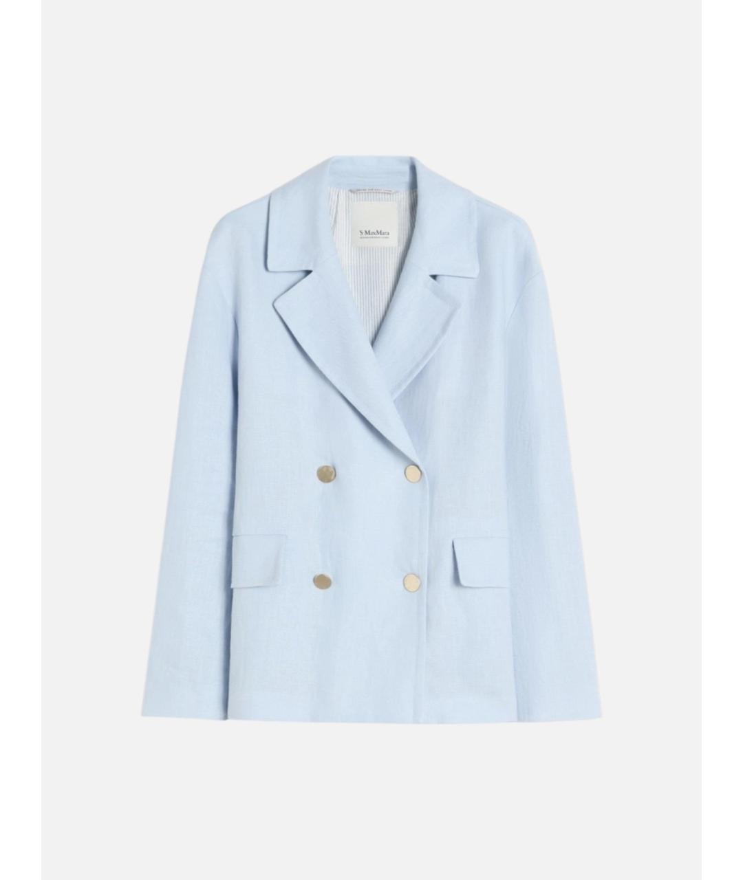 'S MAX MARA Голубой льняной жакет/пиджак, фото 5