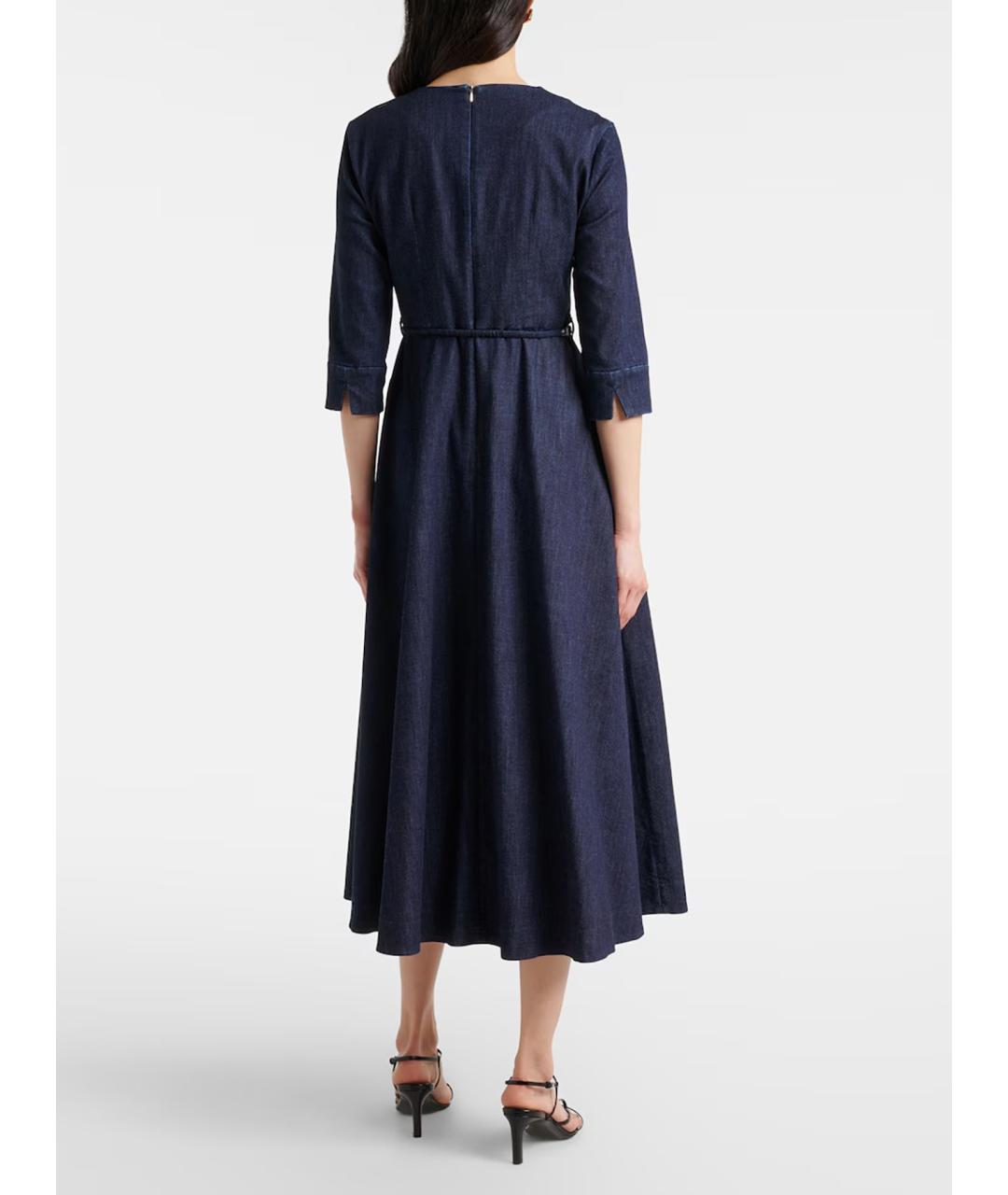 'S MAX MARA Темно-синее вискозное повседневное платье, фото 3