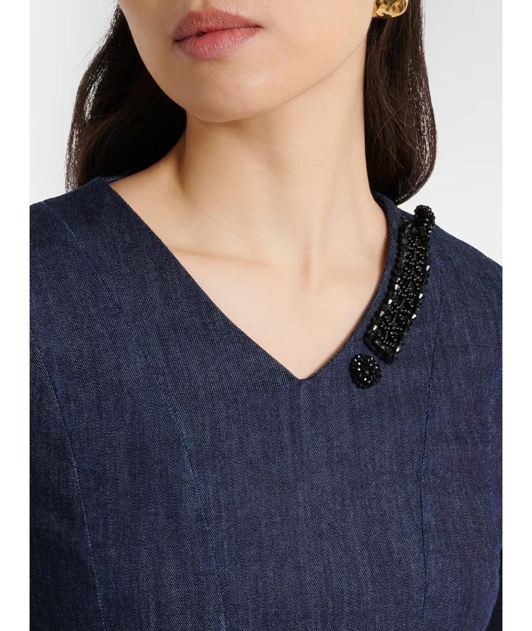 'S MAX MARA Темно-синее вискозное повседневное платье, фото 4