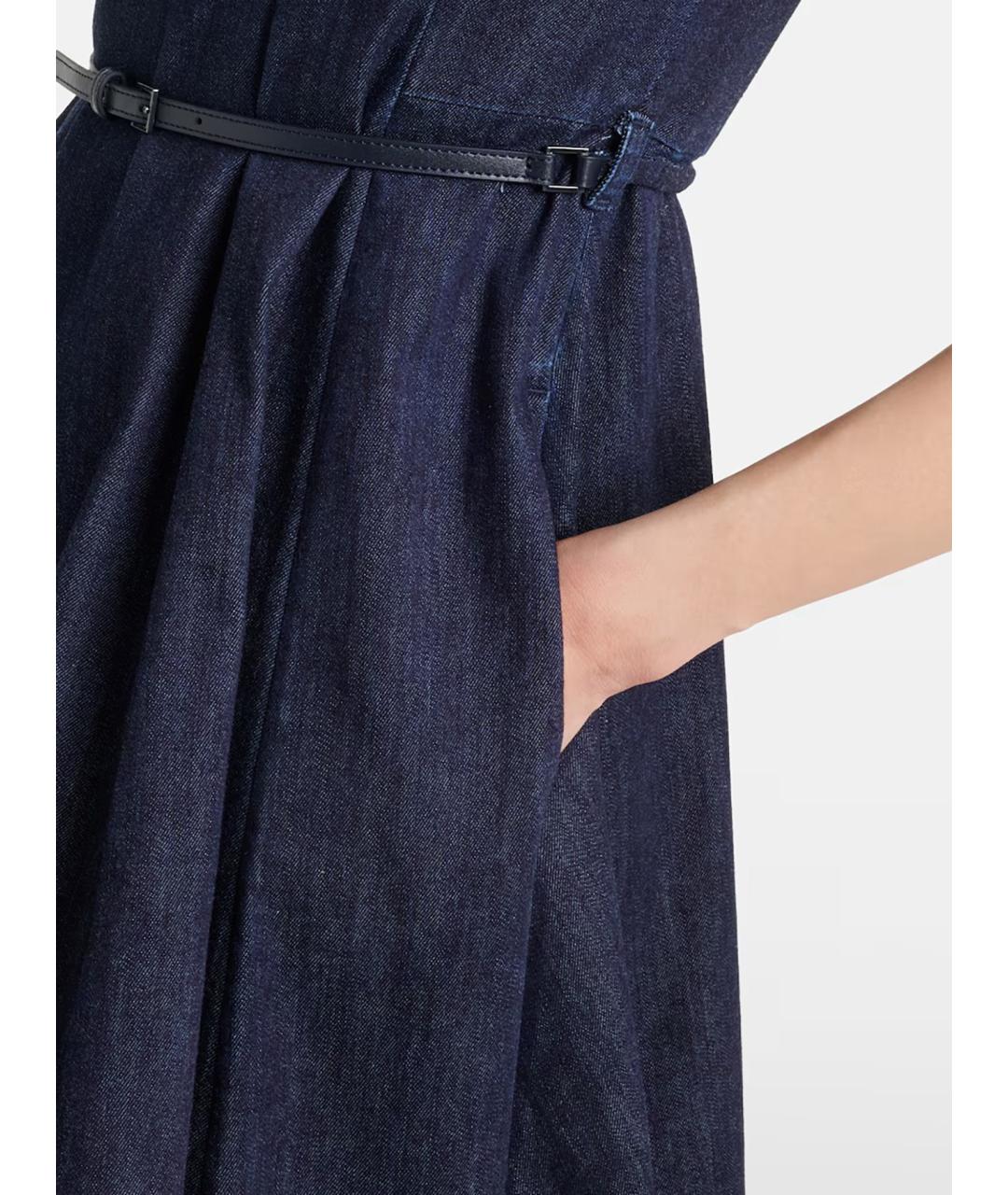 'S MAX MARA Темно-синее вискозное повседневное платье, фото 5