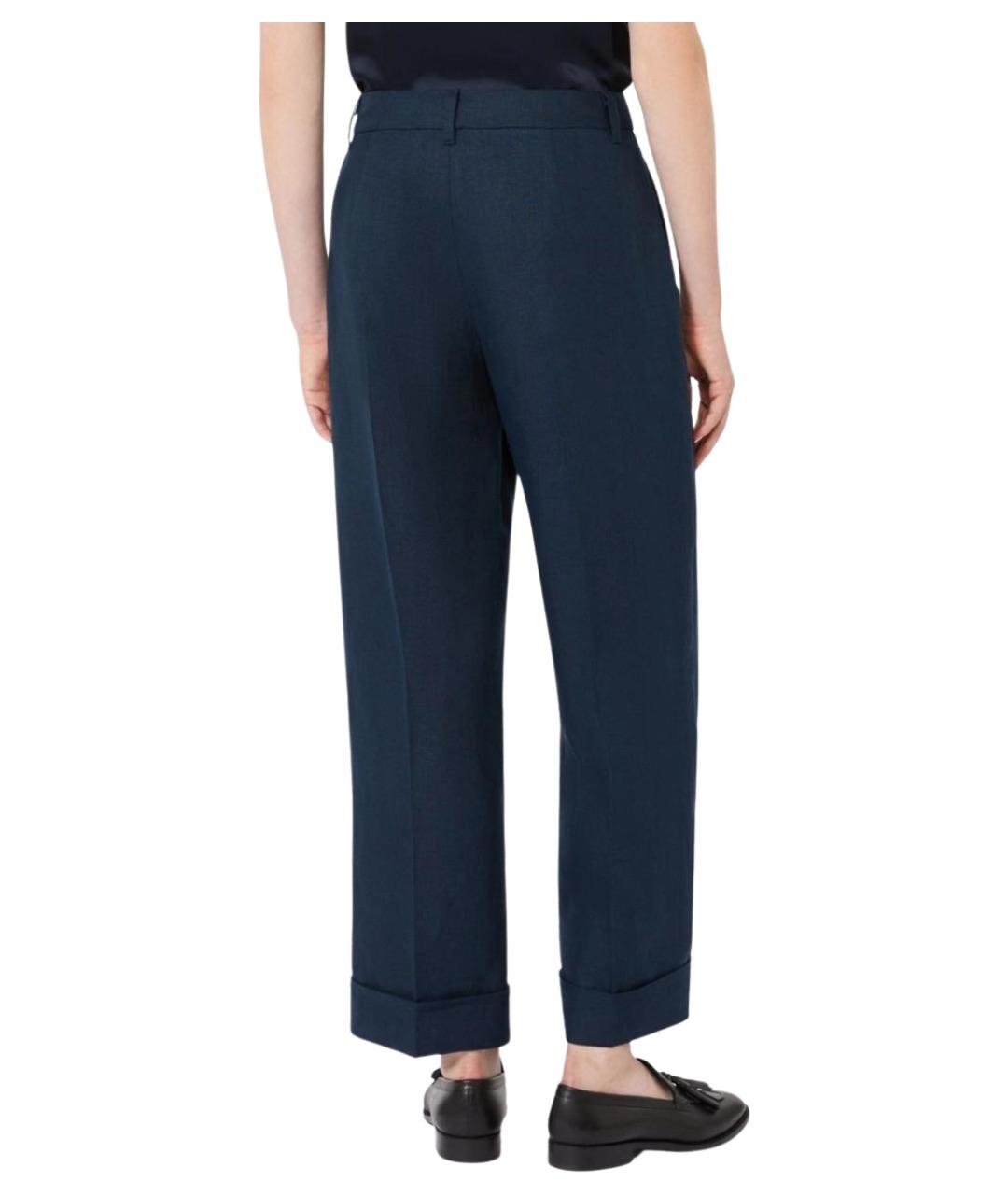 'S MAX MARA Синие льняные прямые брюки, фото 4