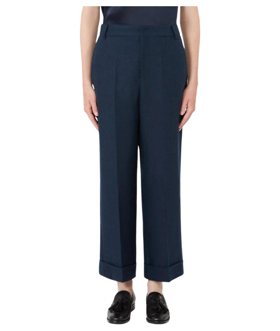 'S MAX MARA Синие льняные прямые брюки, фото 3