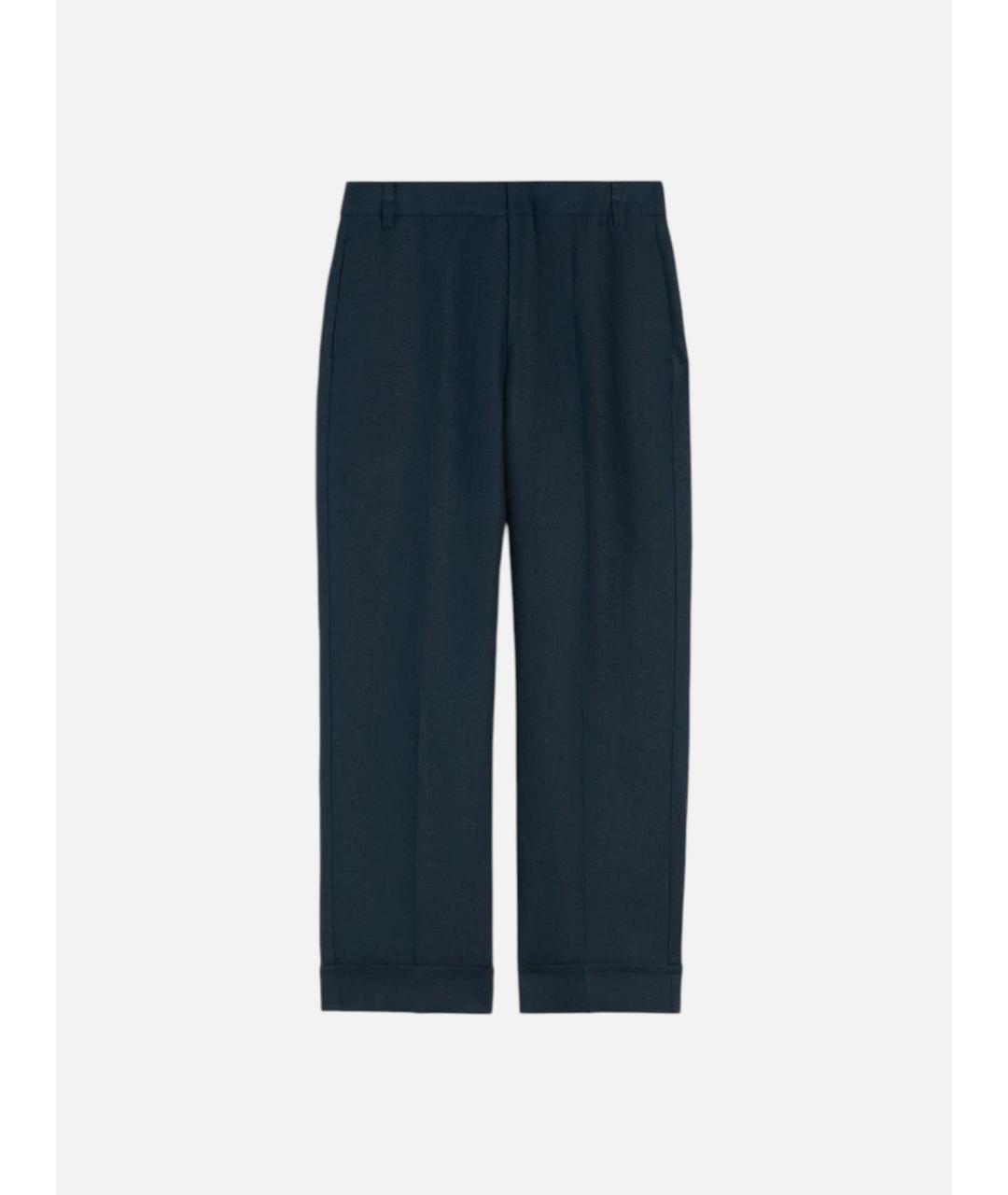 'S MAX MARA Синие льняные прямые брюки, фото 5