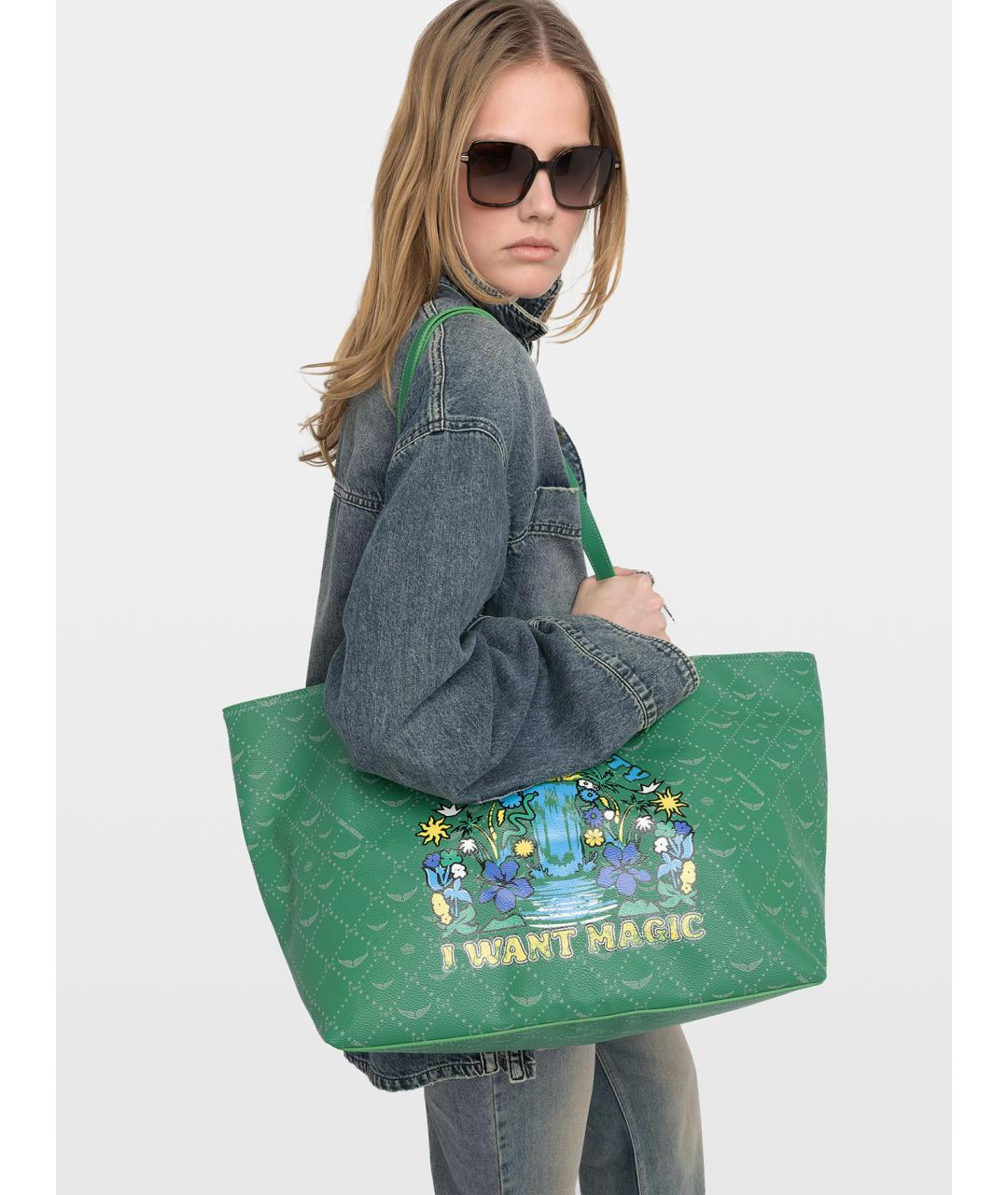 ZADIG & VOLTAIRE Зеленая сумка тоут из искусственной кожи, фото 2