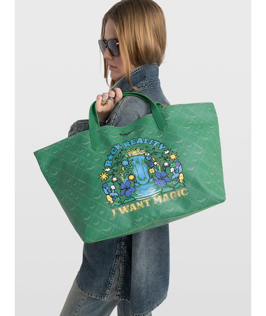 ZADIG & VOLTAIRE Зеленая сумка тоут из искусственной кожи, фото 3