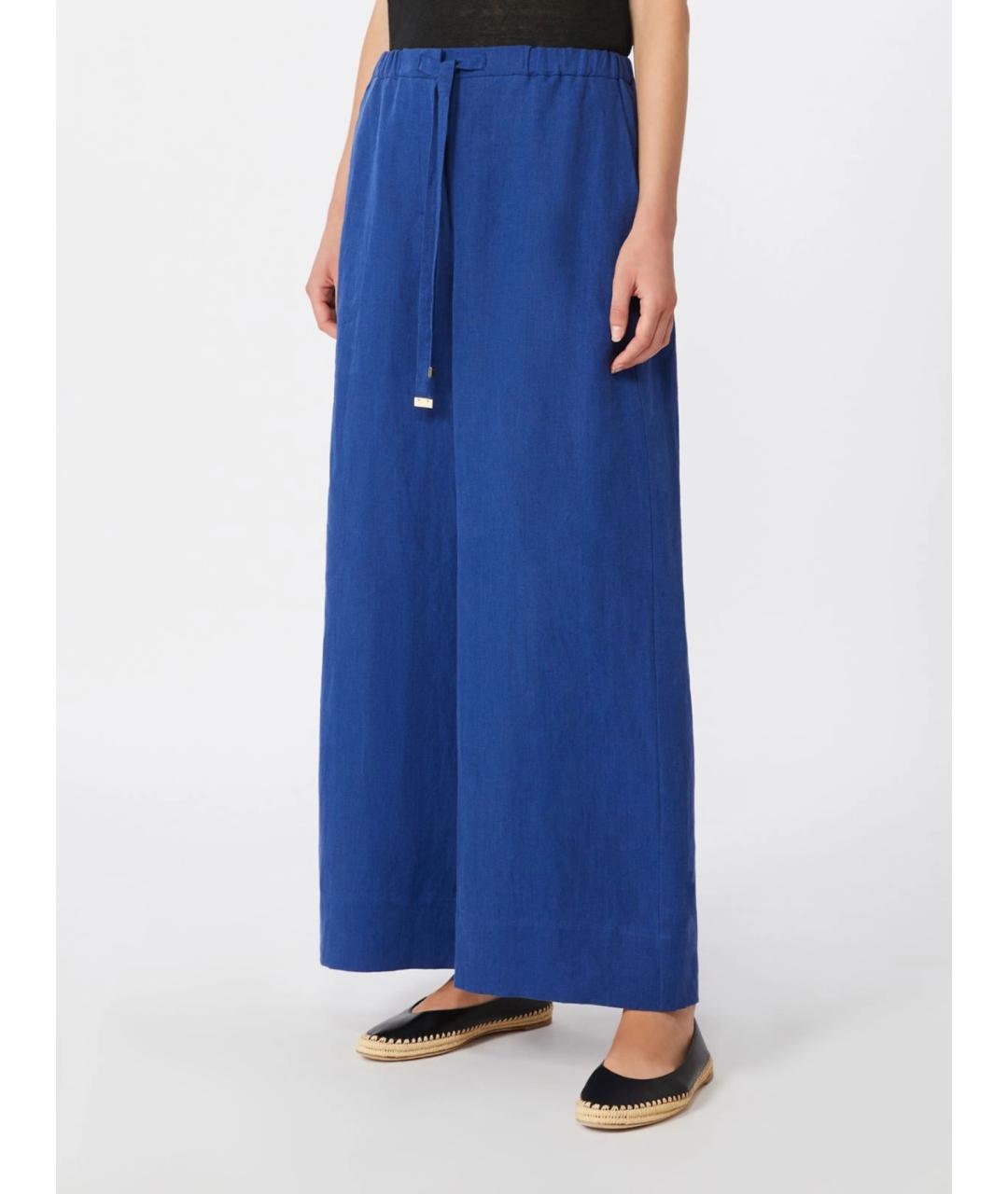 'S MAX MARA Синие льняные брюки широкие, фото 3