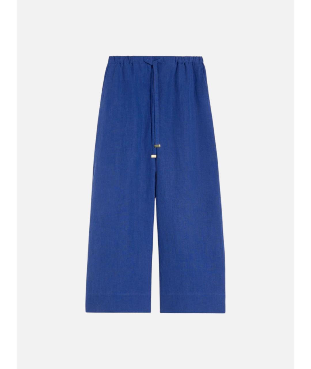 'S MAX MARA Синие льняные брюки широкие, фото 5