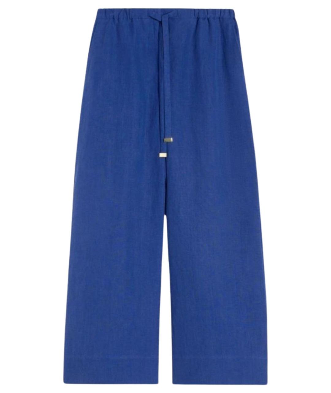 'S MAX MARA Синие льняные брюки широкие, фото 1