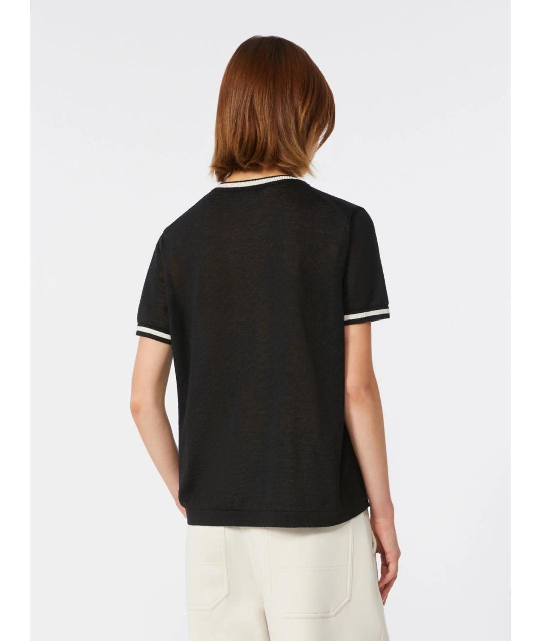 'S MAX MARA Черная льняная футболка, фото 4