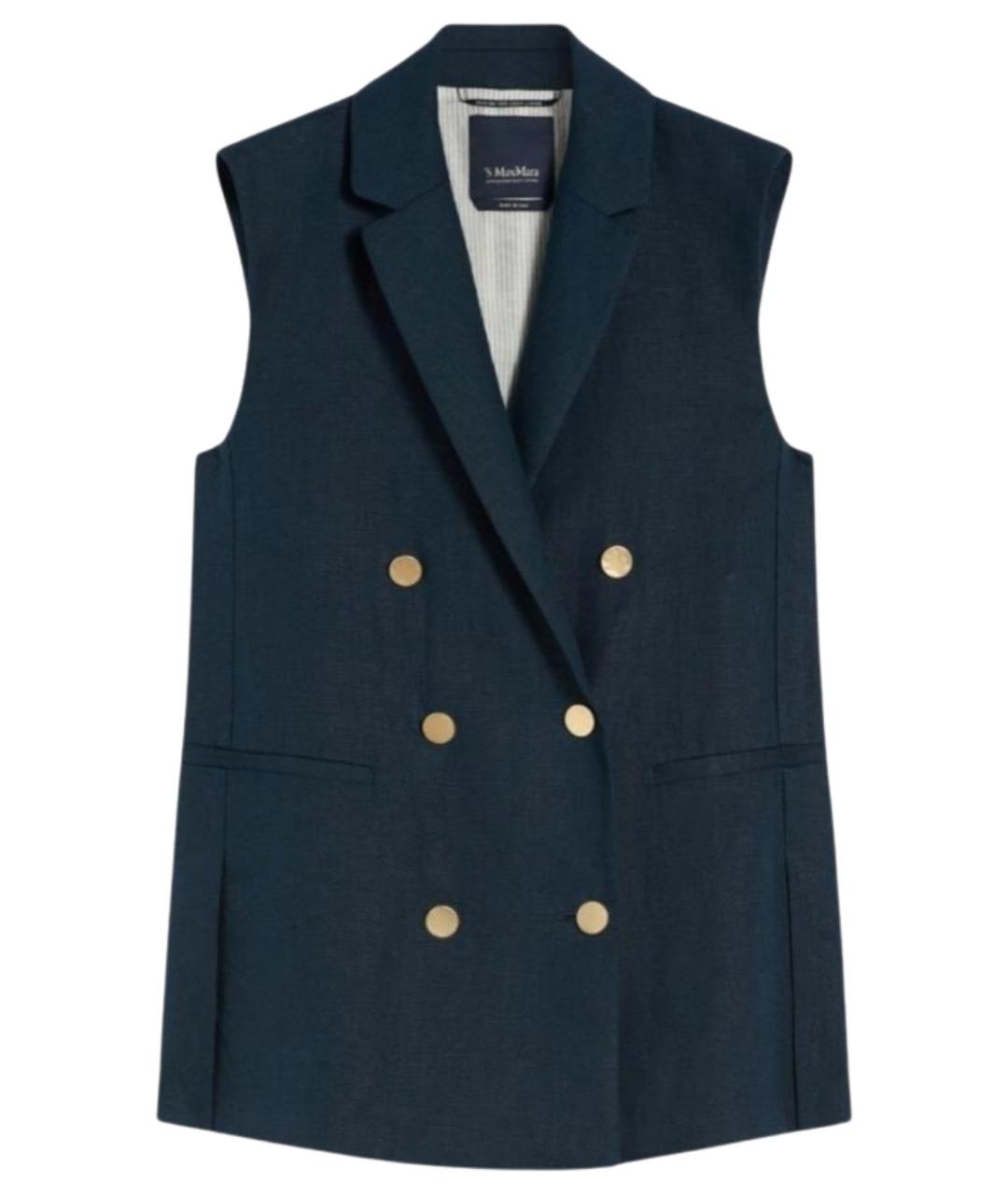 'S MAX MARA Синий льняной жилет, фото 1