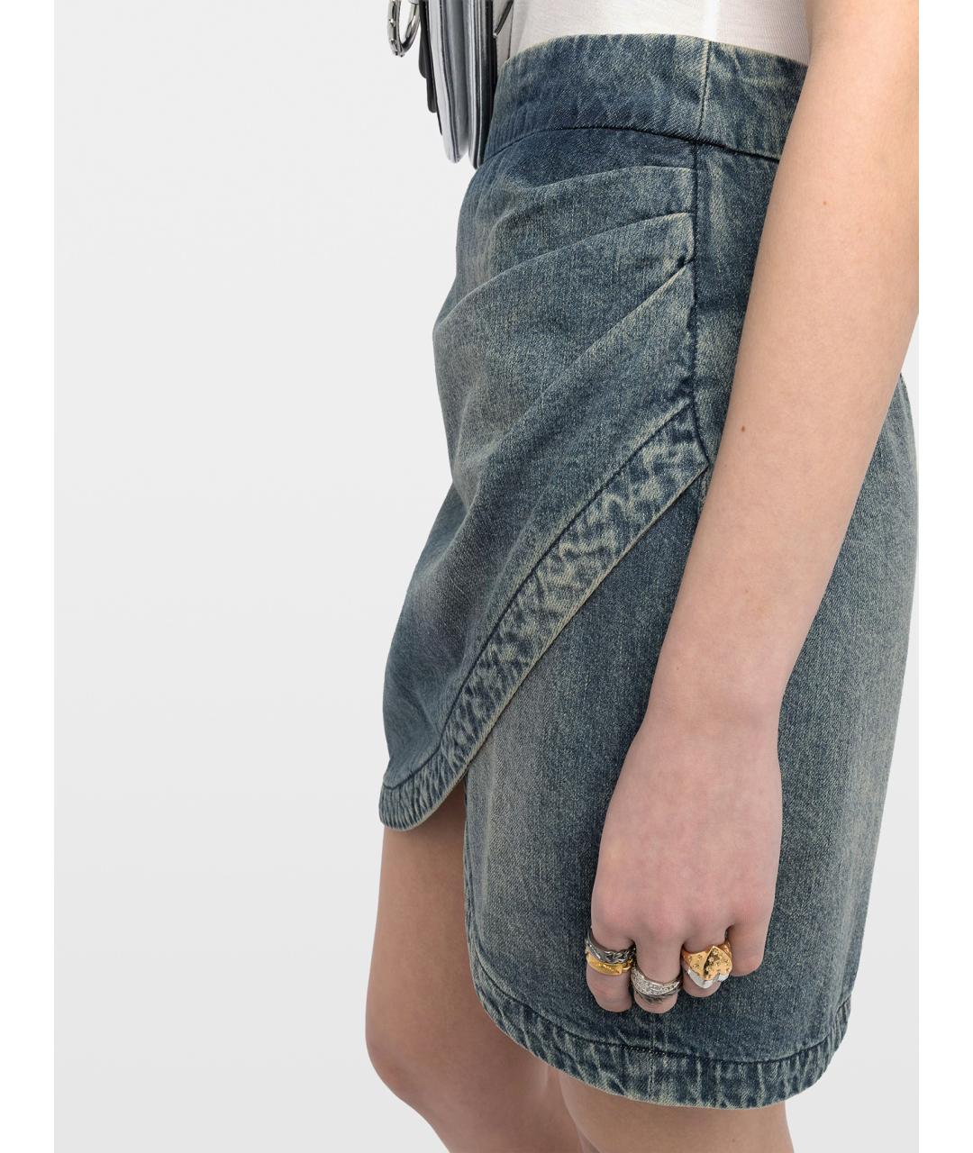 ZADIG & VOLTAIRE Синяя хлопковая юбка мини, фото 5