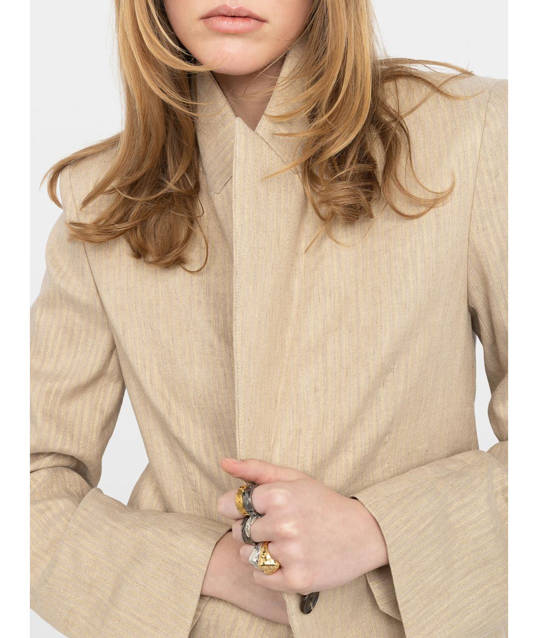 ZADIG & VOLTAIRE Бежевый льняной жакет/пиджак, фото 6