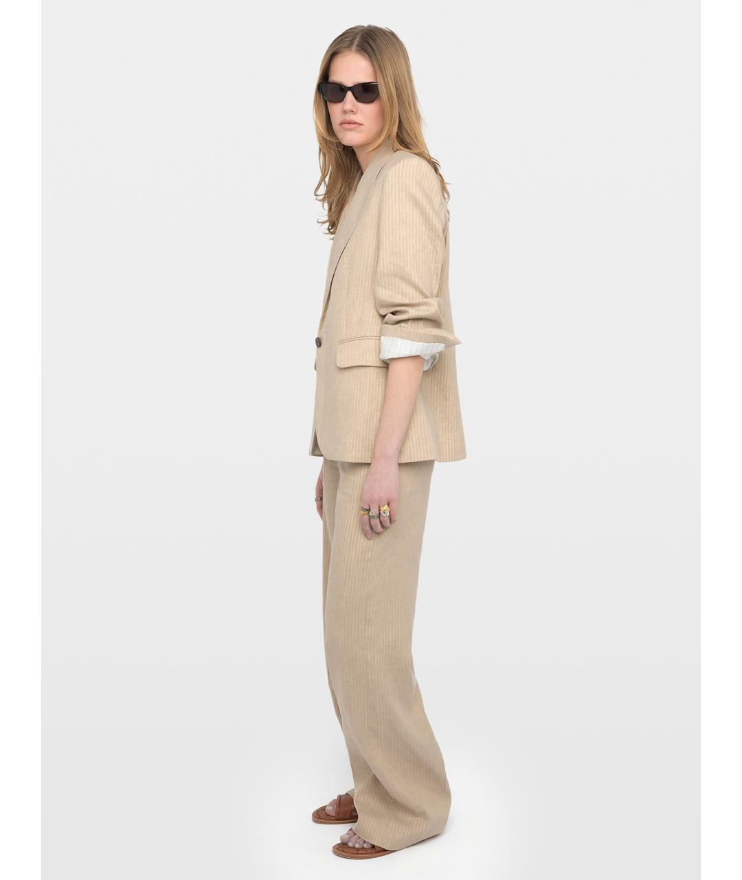 ZADIG & VOLTAIRE Бежевый льняной жакет/пиджак, фото 4