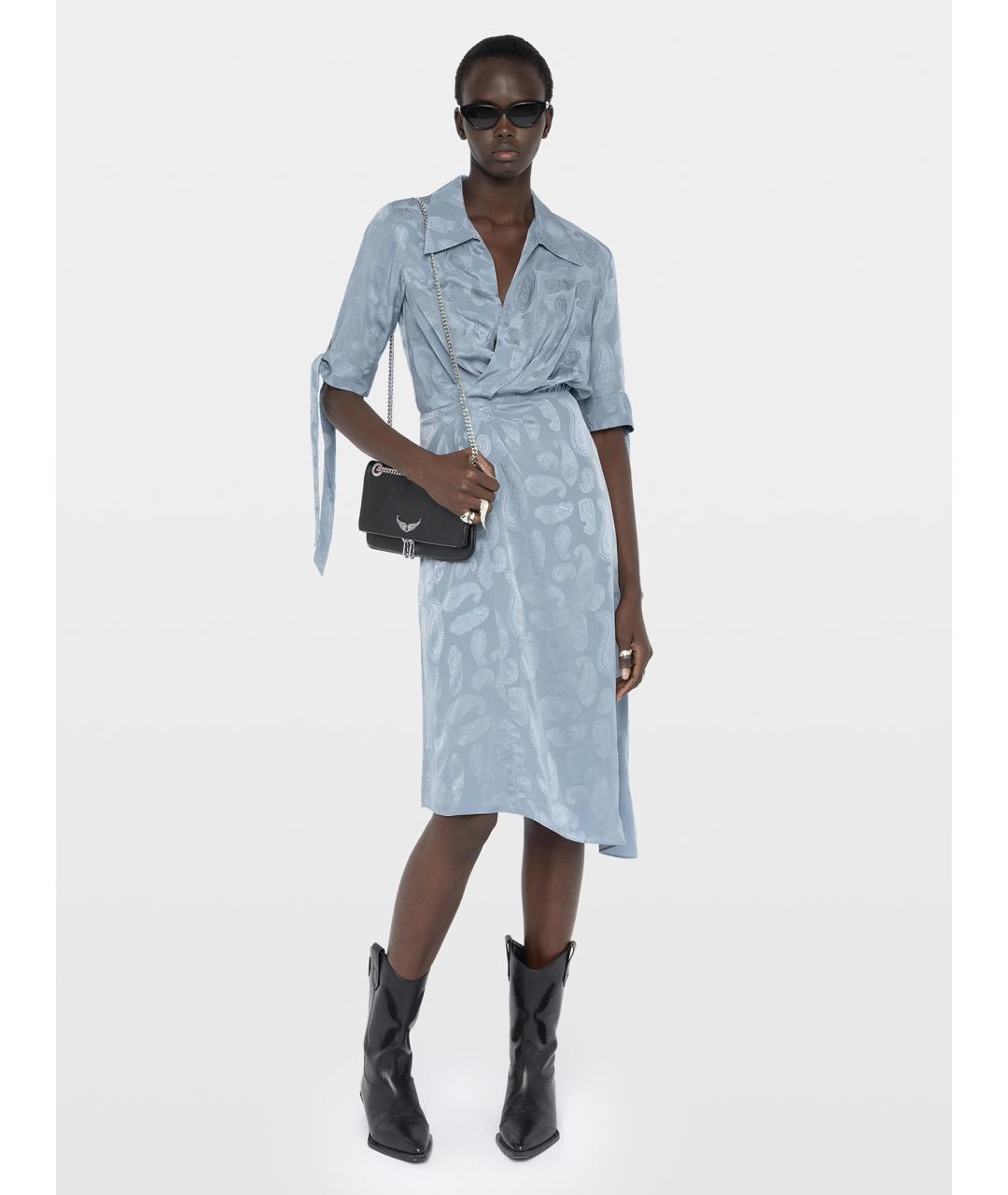ZADIG & VOLTAIRE Голубое шелковое повседневное платье, фото 2