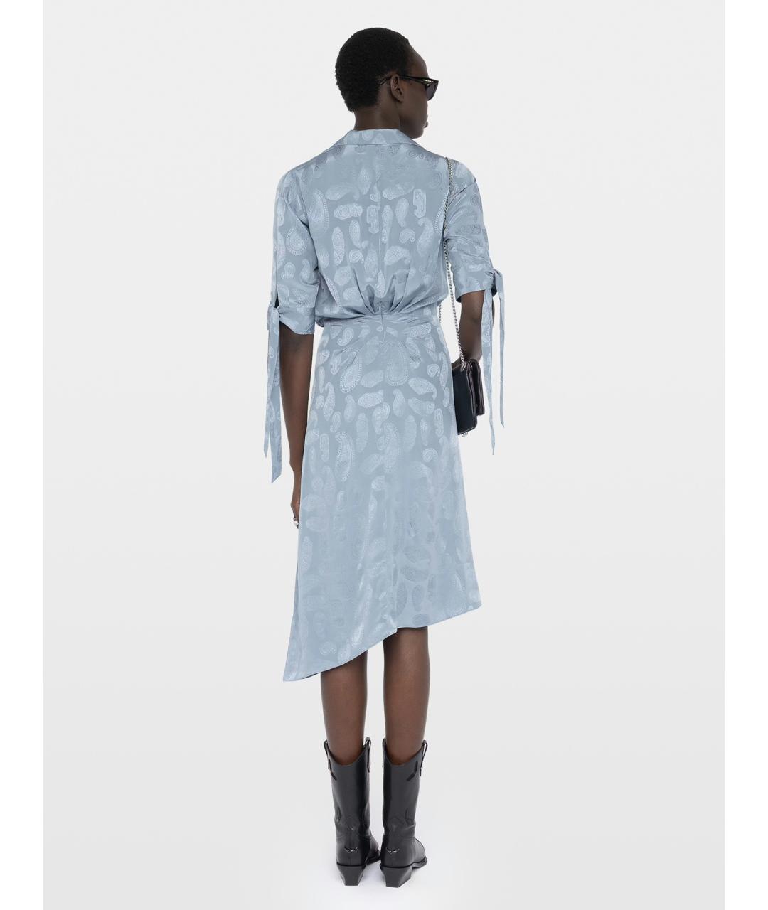 ZADIG & VOLTAIRE Голубое шелковое повседневное платье, фото 3