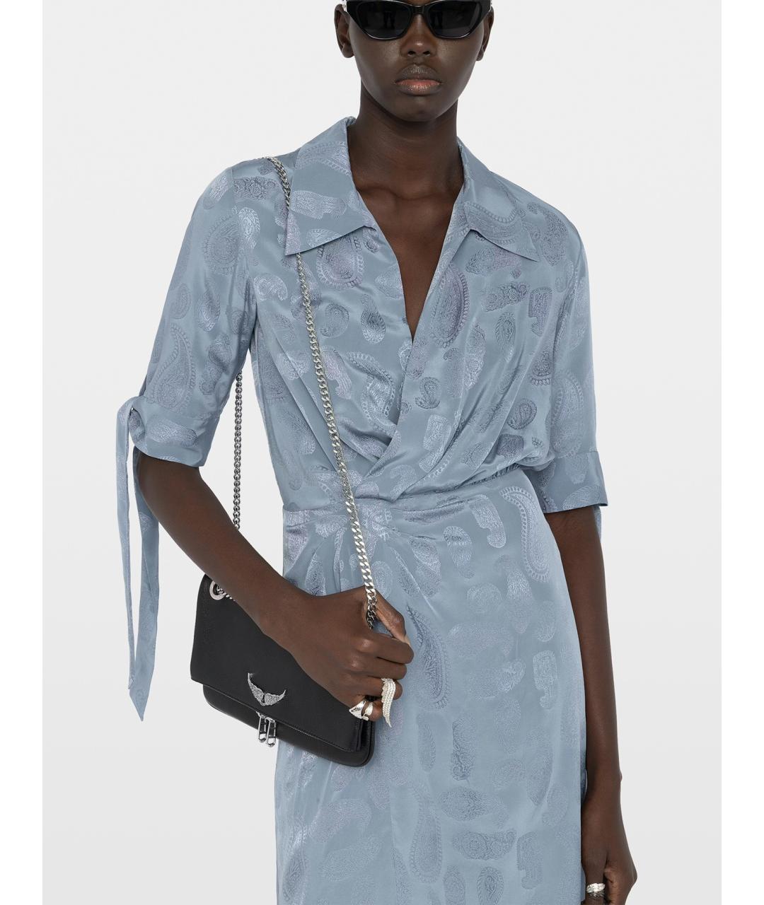 ZADIG & VOLTAIRE Голубое шелковое повседневное платье, фото 5