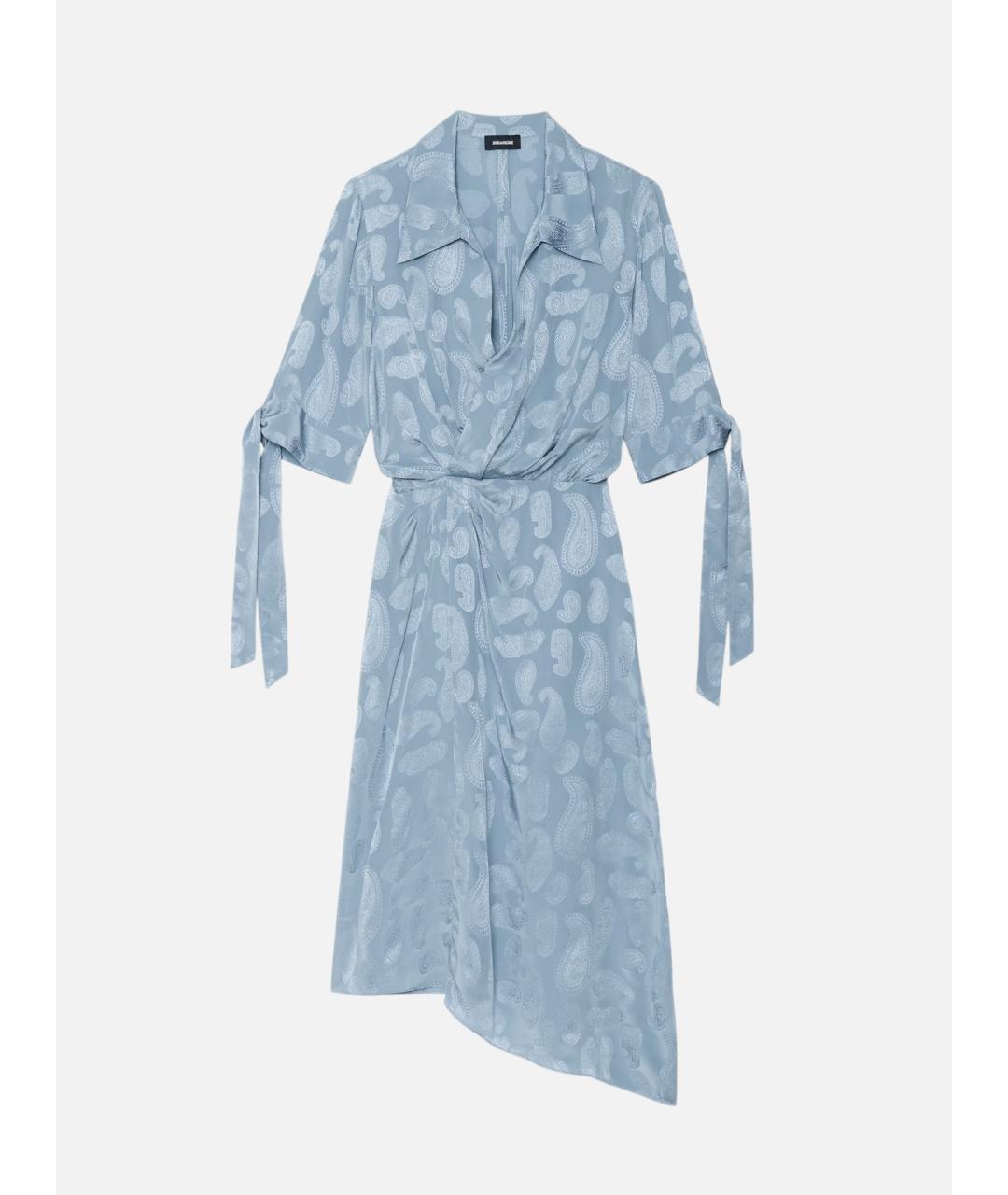 ZADIG & VOLTAIRE Голубое шелковое повседневное платье, фото 6