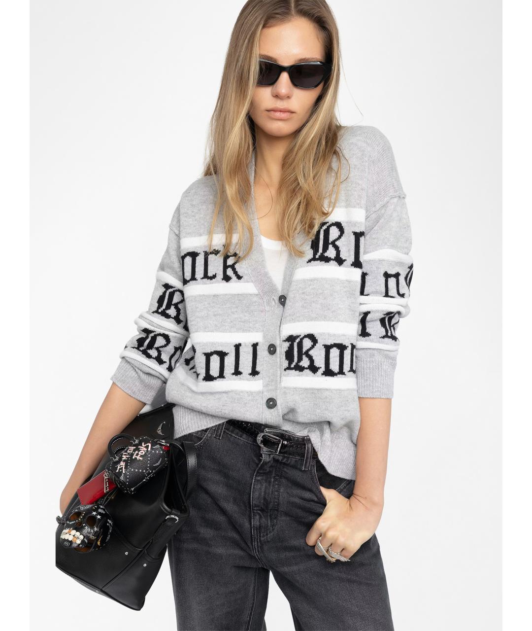 ZADIG & VOLTAIRE Серый шерстяной кардиган, фото 5