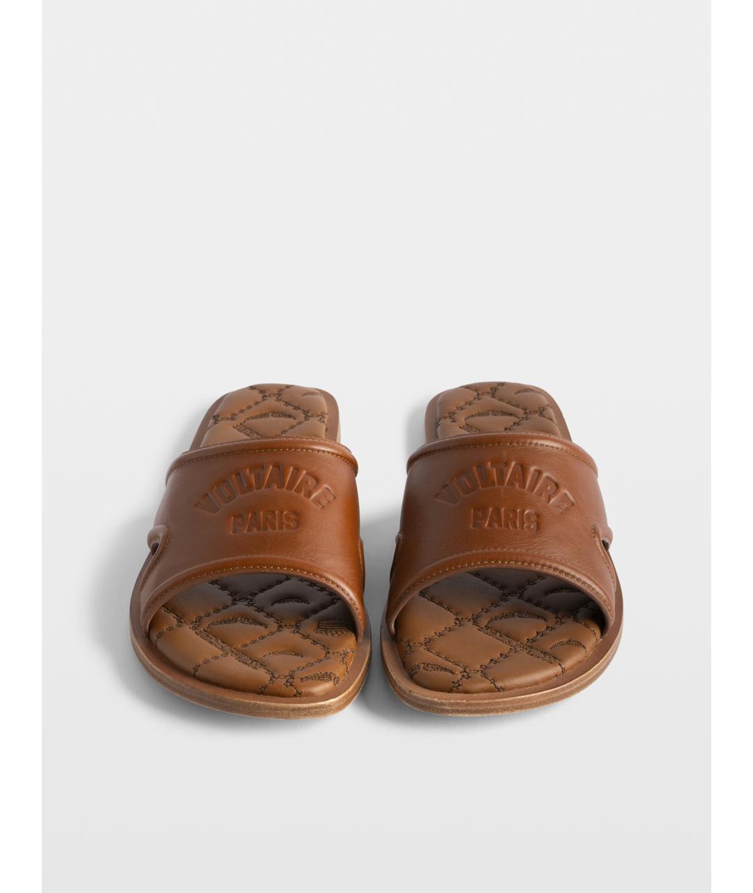 ZADIG & VOLTAIRE Коричневые кожаные шлепанцы, фото 5
