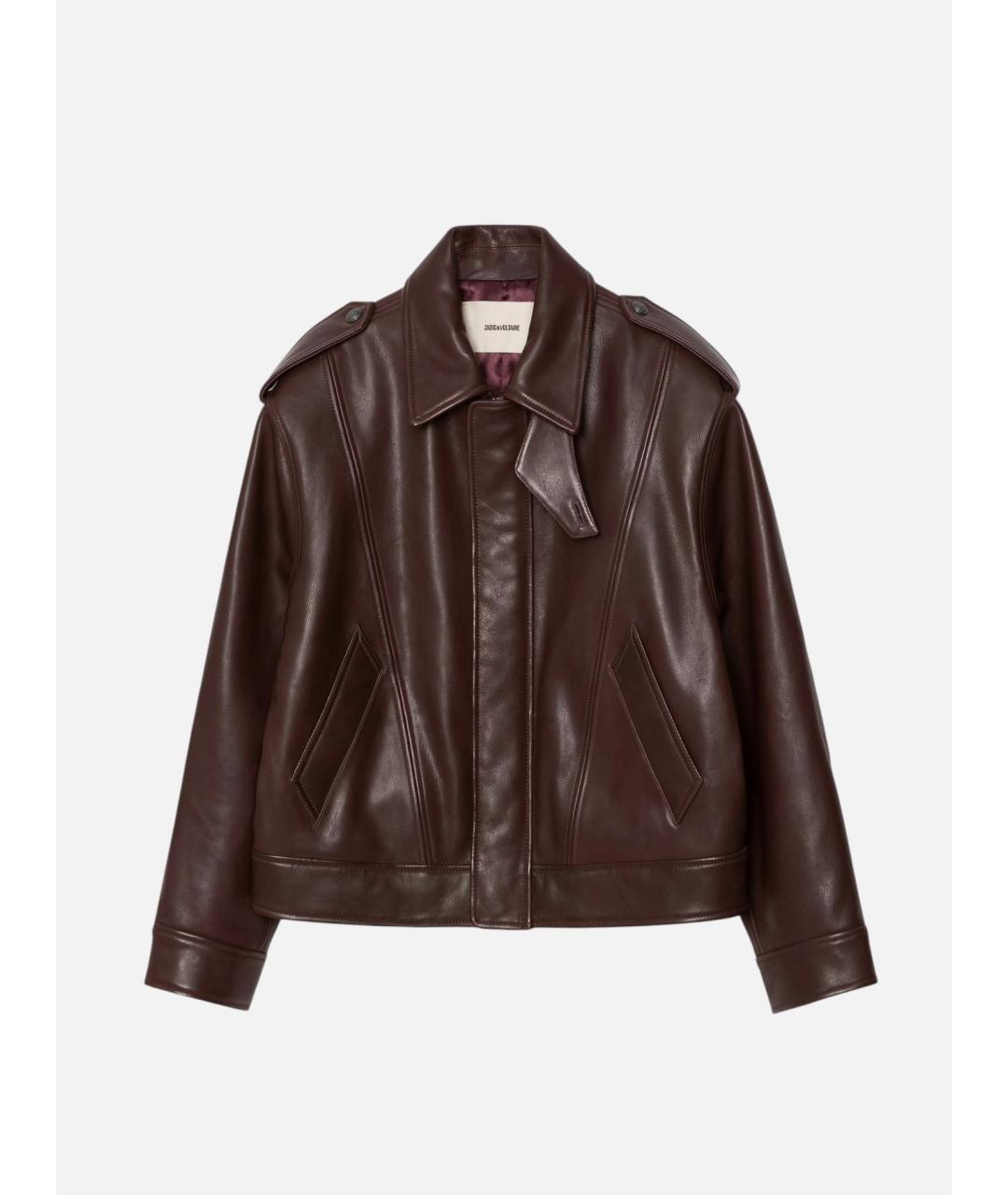 ZADIG & VOLTAIRE Бордовая кожаная куртка, фото 5