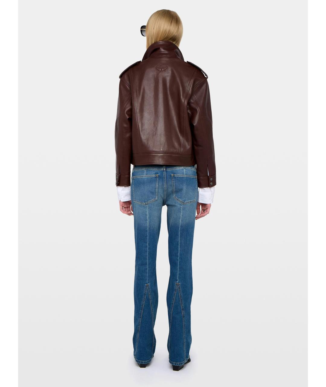 ZADIG & VOLTAIRE Бордовая кожаная куртка, фото 3