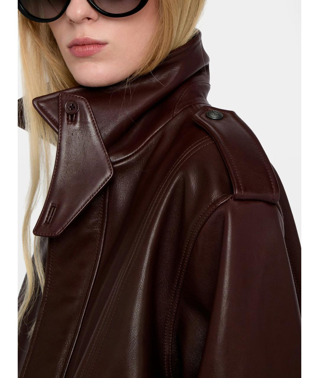 ZADIG & VOLTAIRE Бордовая кожаная куртка, фото 4