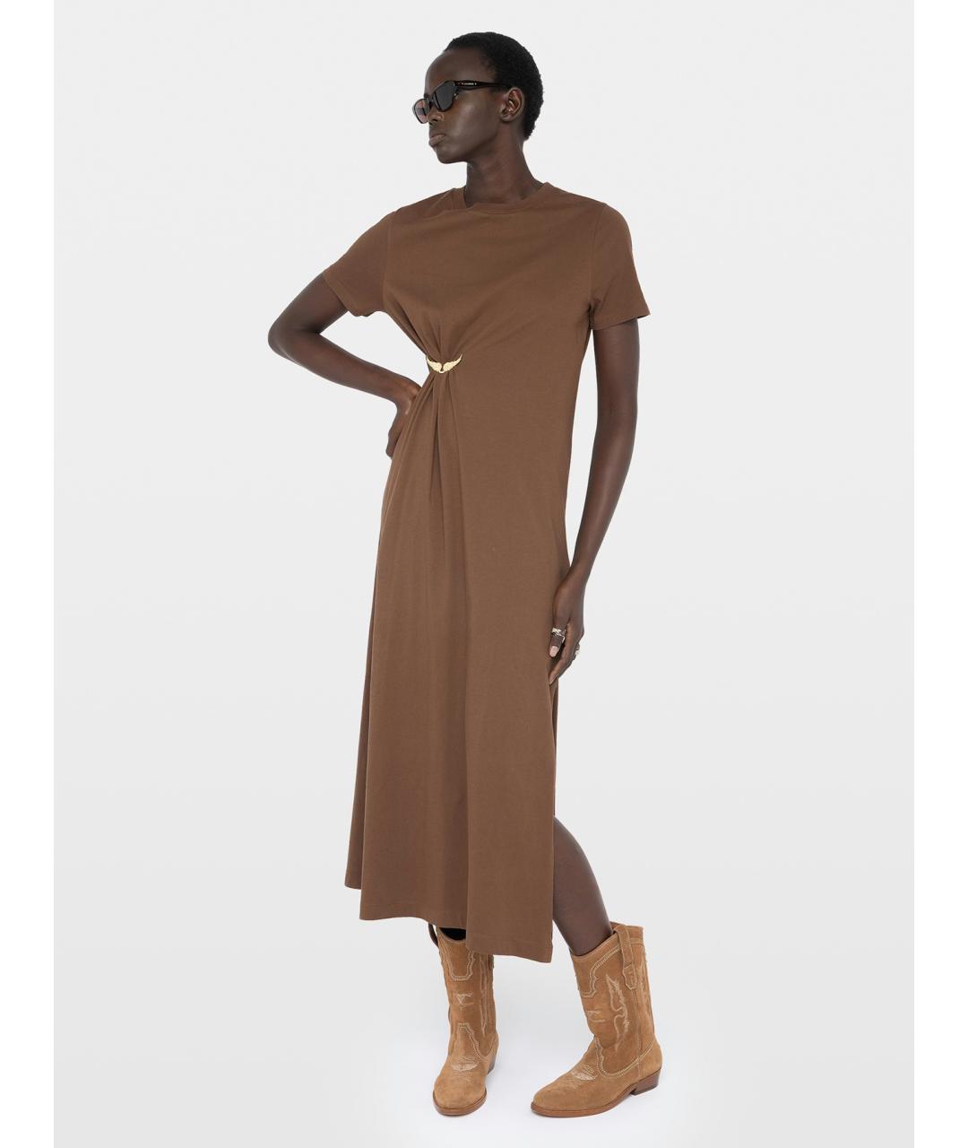 ZADIG & VOLTAIRE Коричневое хлопковое повседневное платье, фото 2