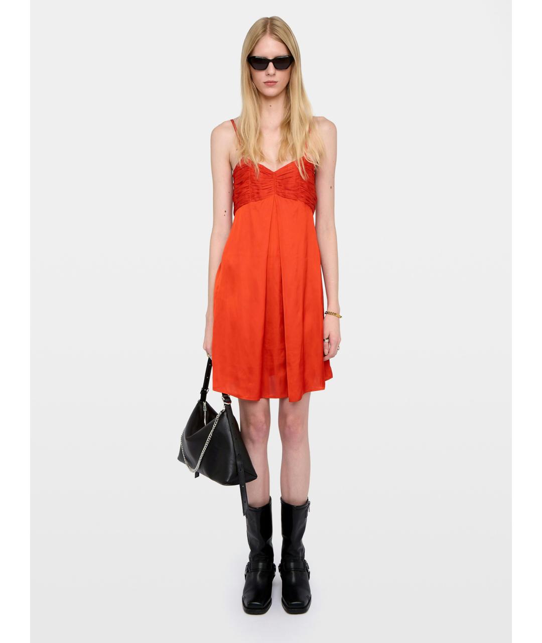 ZADIG & VOLTAIRE Оранжевое полиэстеровое повседневное платье, фото 2
