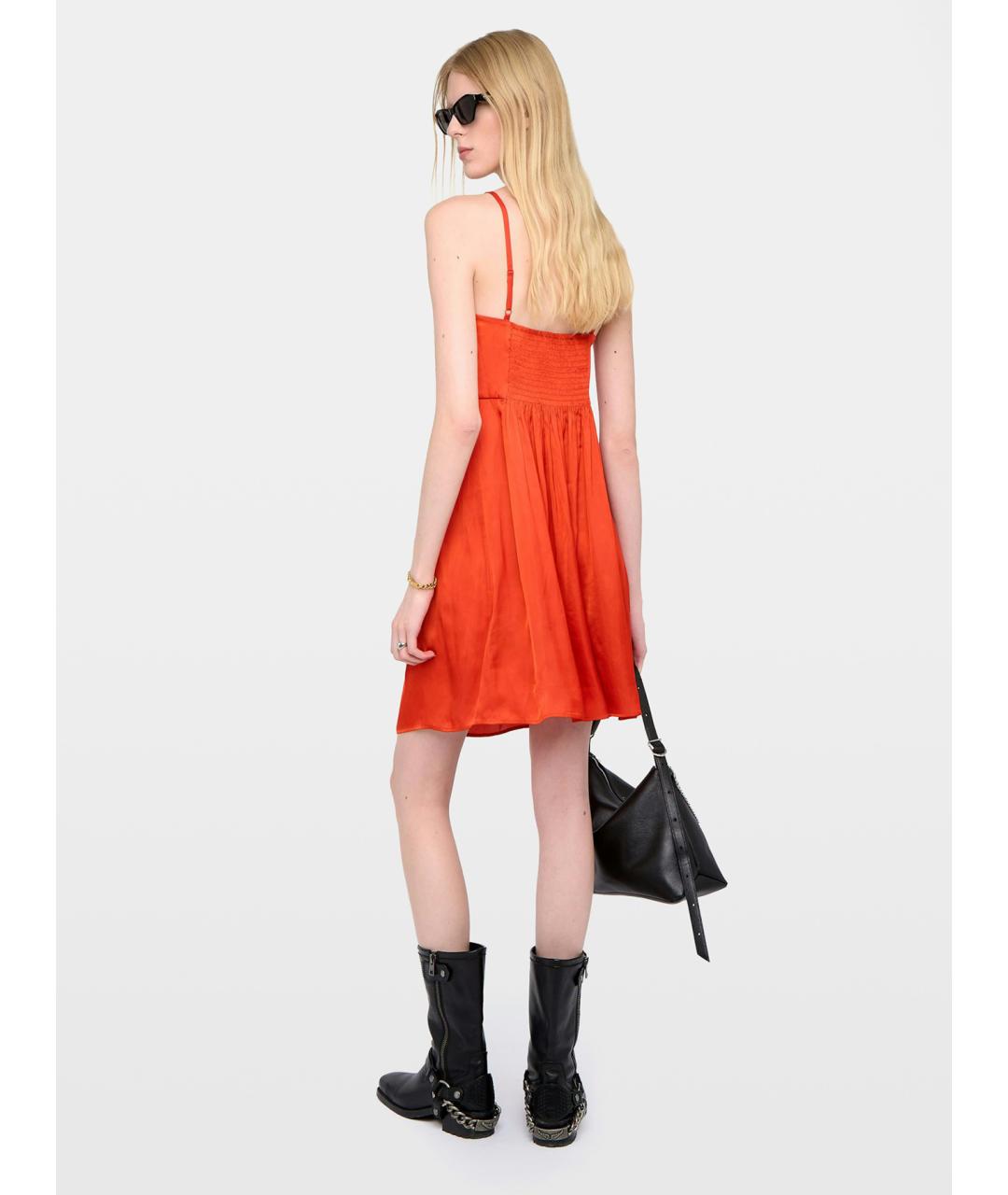 ZADIG & VOLTAIRE Оранжевое полиэстеровое повседневное платье, фото 3