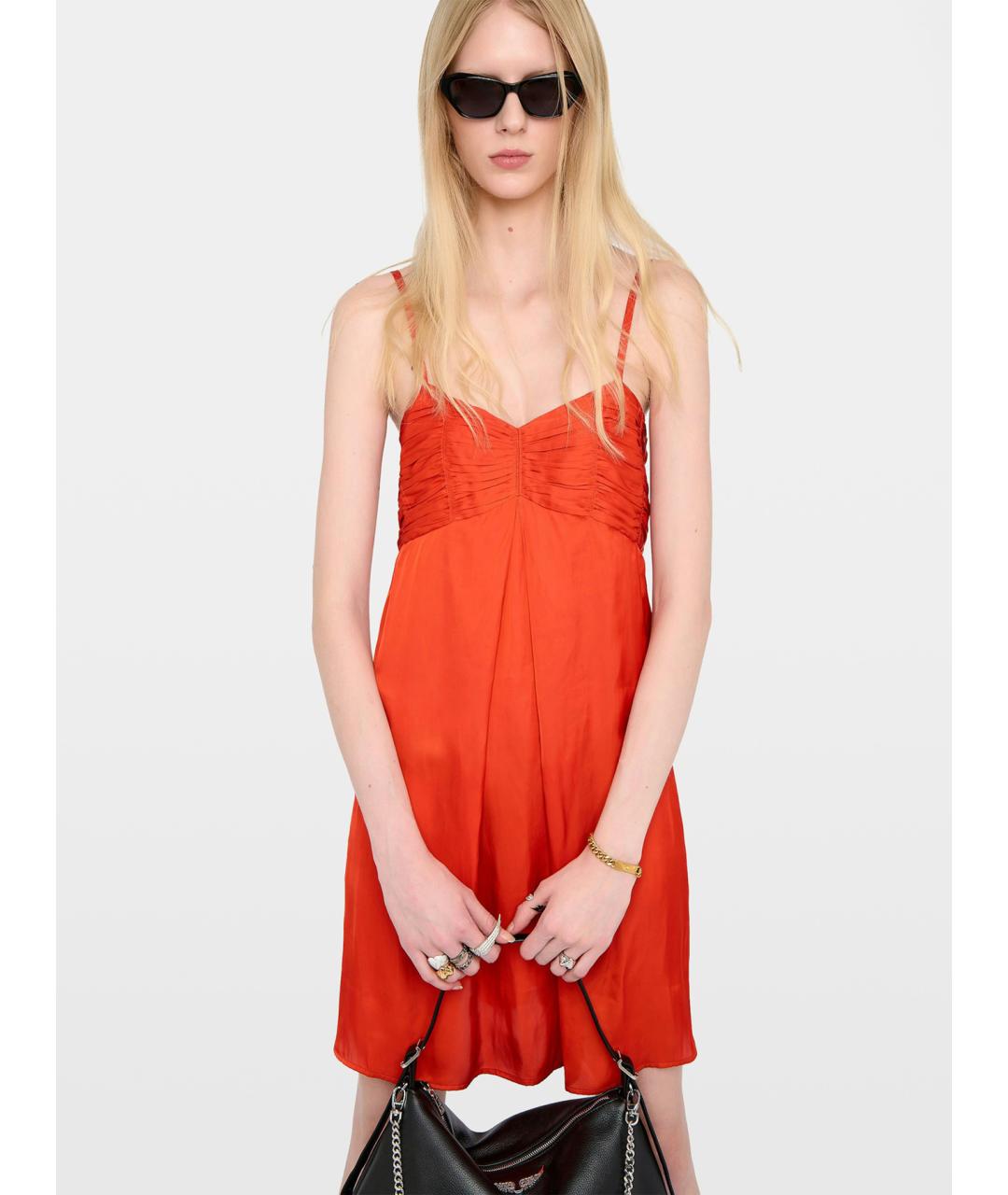 ZADIG & VOLTAIRE Оранжевое полиэстеровое повседневное платье, фото 5