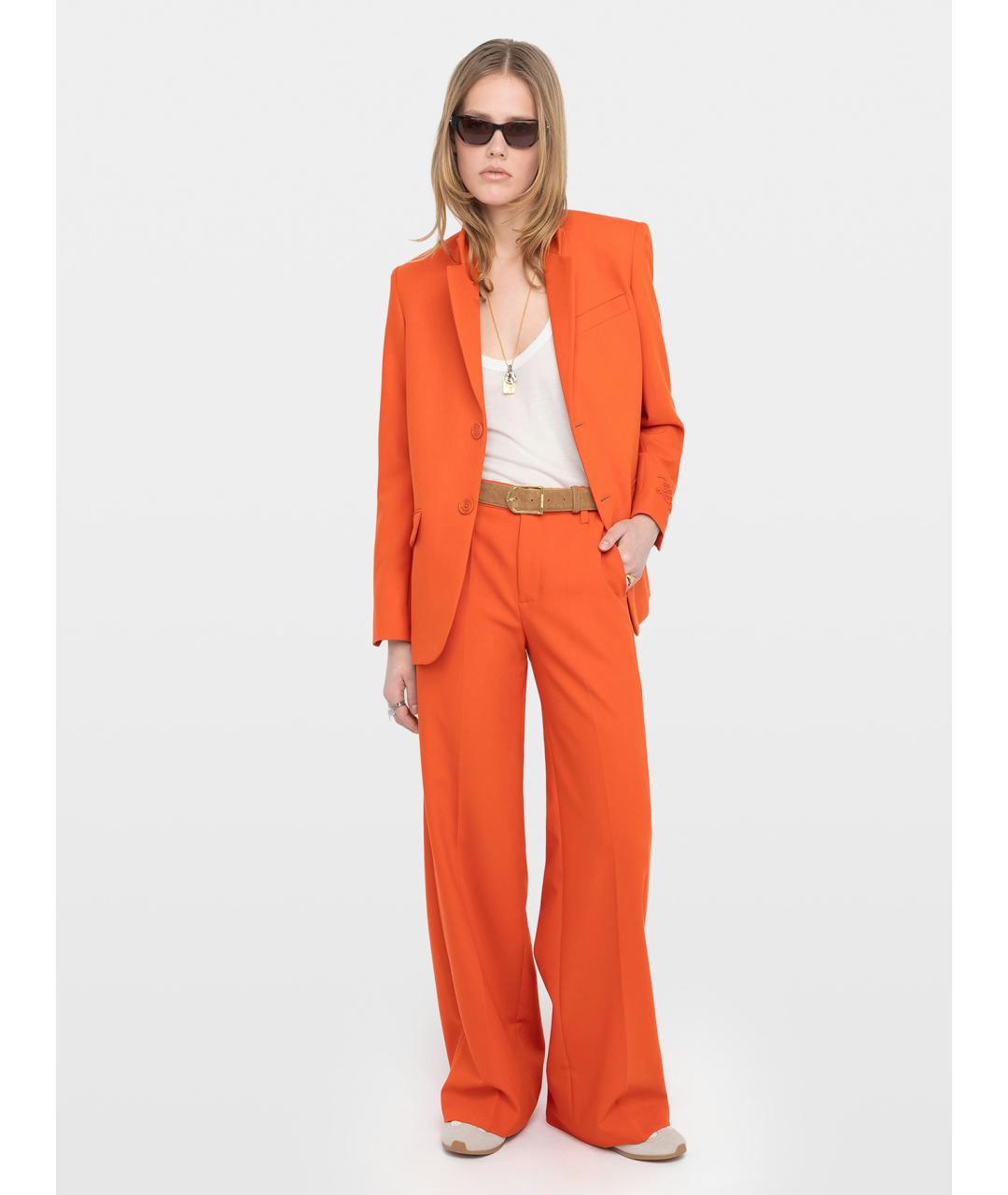 ZADIG & VOLTAIRE Оранжевое полиэстеровые прямые брюки, фото 2