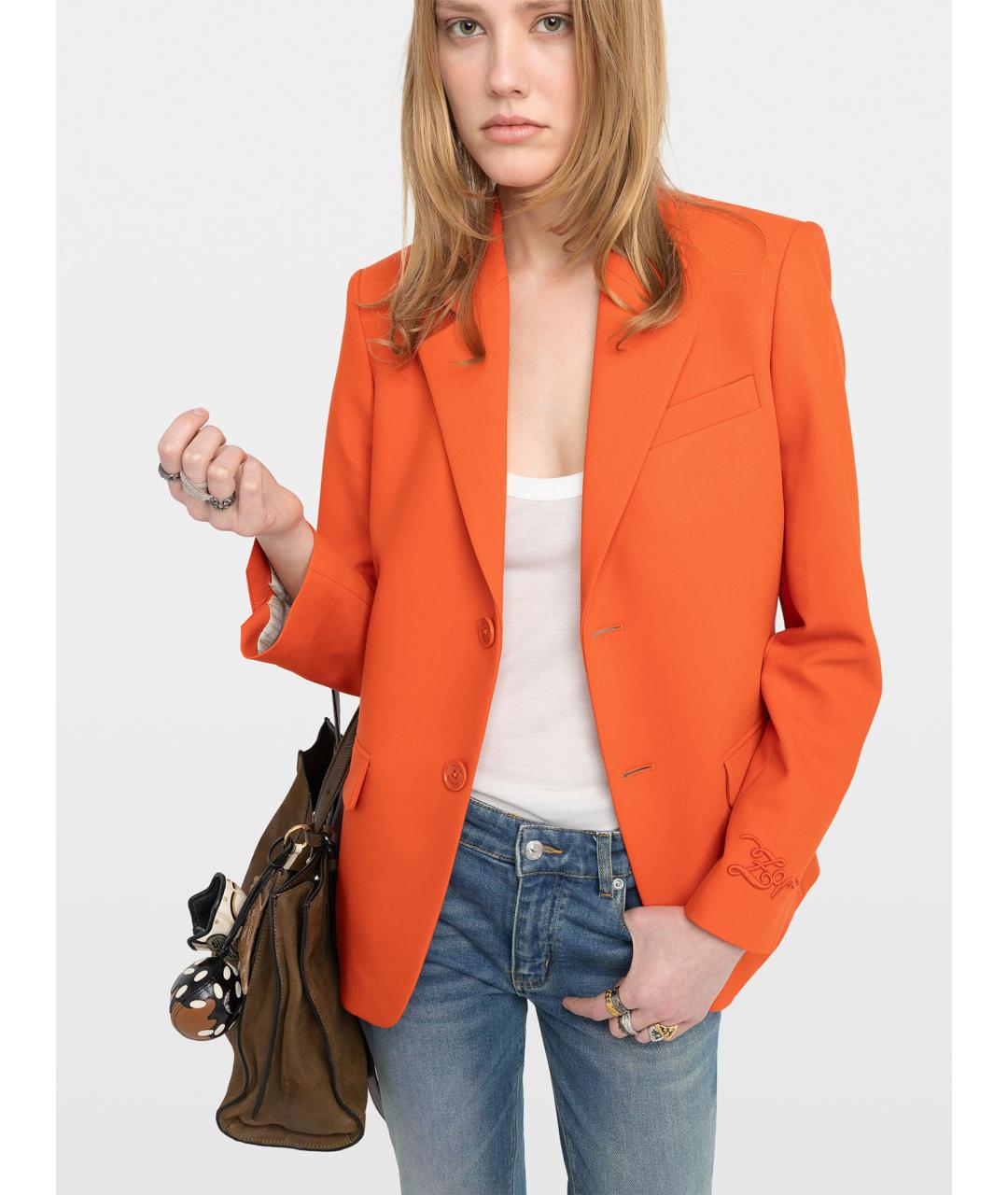 ZADIG & VOLTAIRE Оранжевый полиэстеровый жакет/пиджак, фото 6