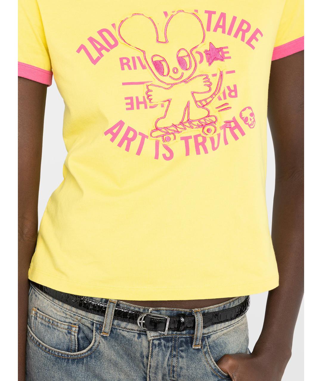 ZADIG & VOLTAIRE Желтая хлопковая футболка, фото 5