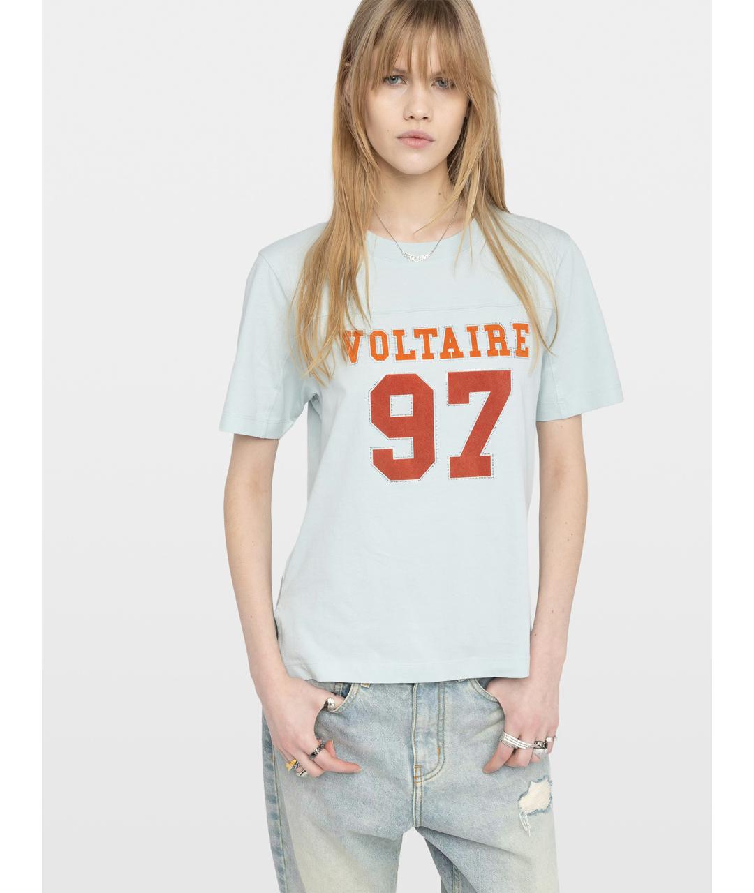 ZADIG & VOLTAIRE Голубая хлопковая футболка, фото 5