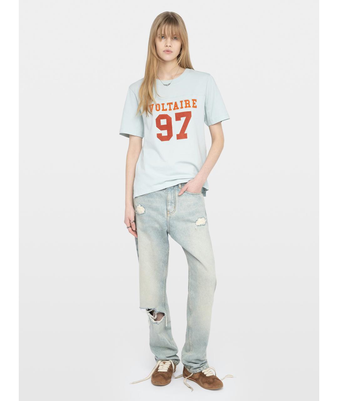 ZADIG & VOLTAIRE Голубая хлопковая футболка, фото 2