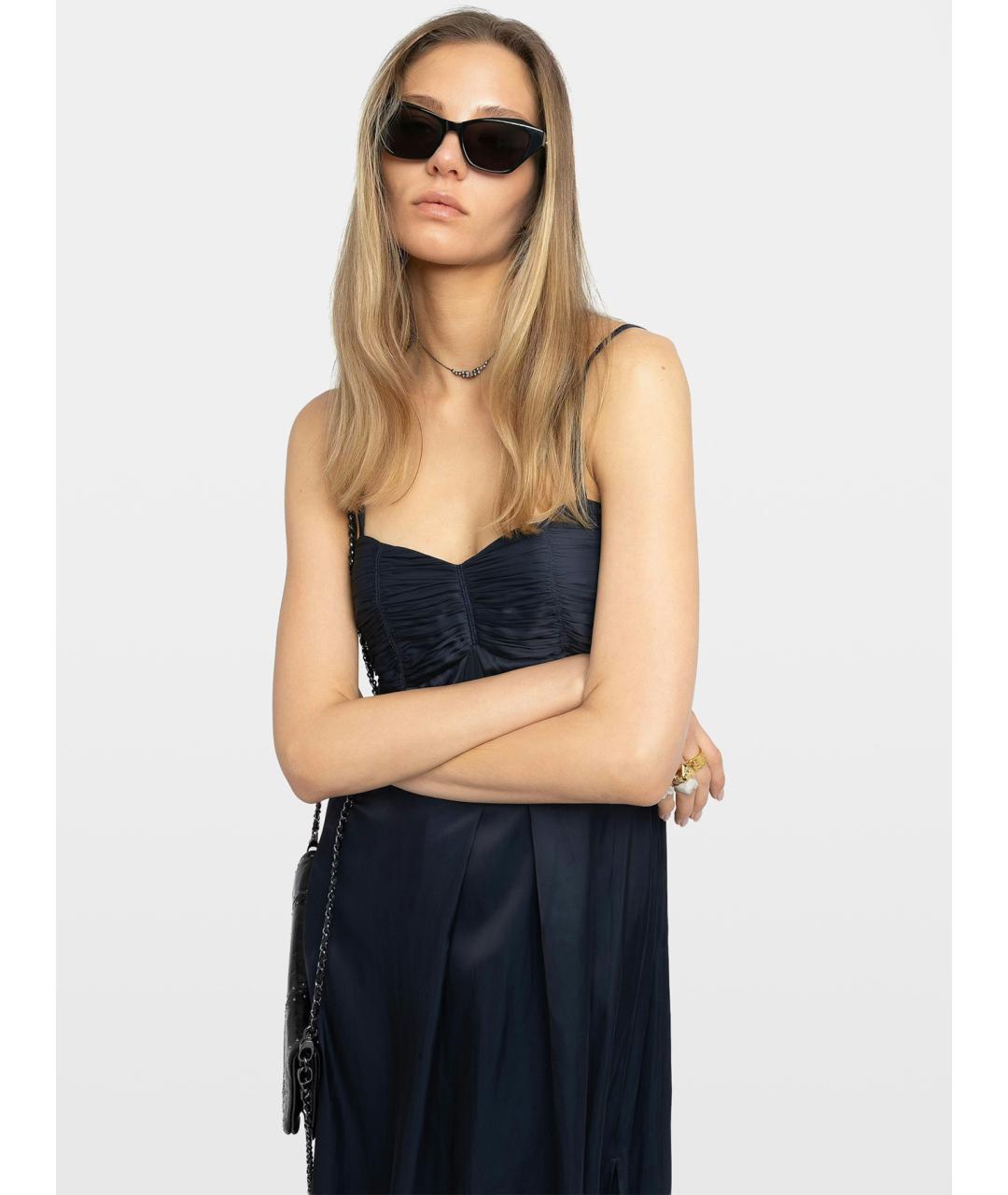 ZADIG & VOLTAIRE Синее полиэстеровое повседневное платье, фото 6