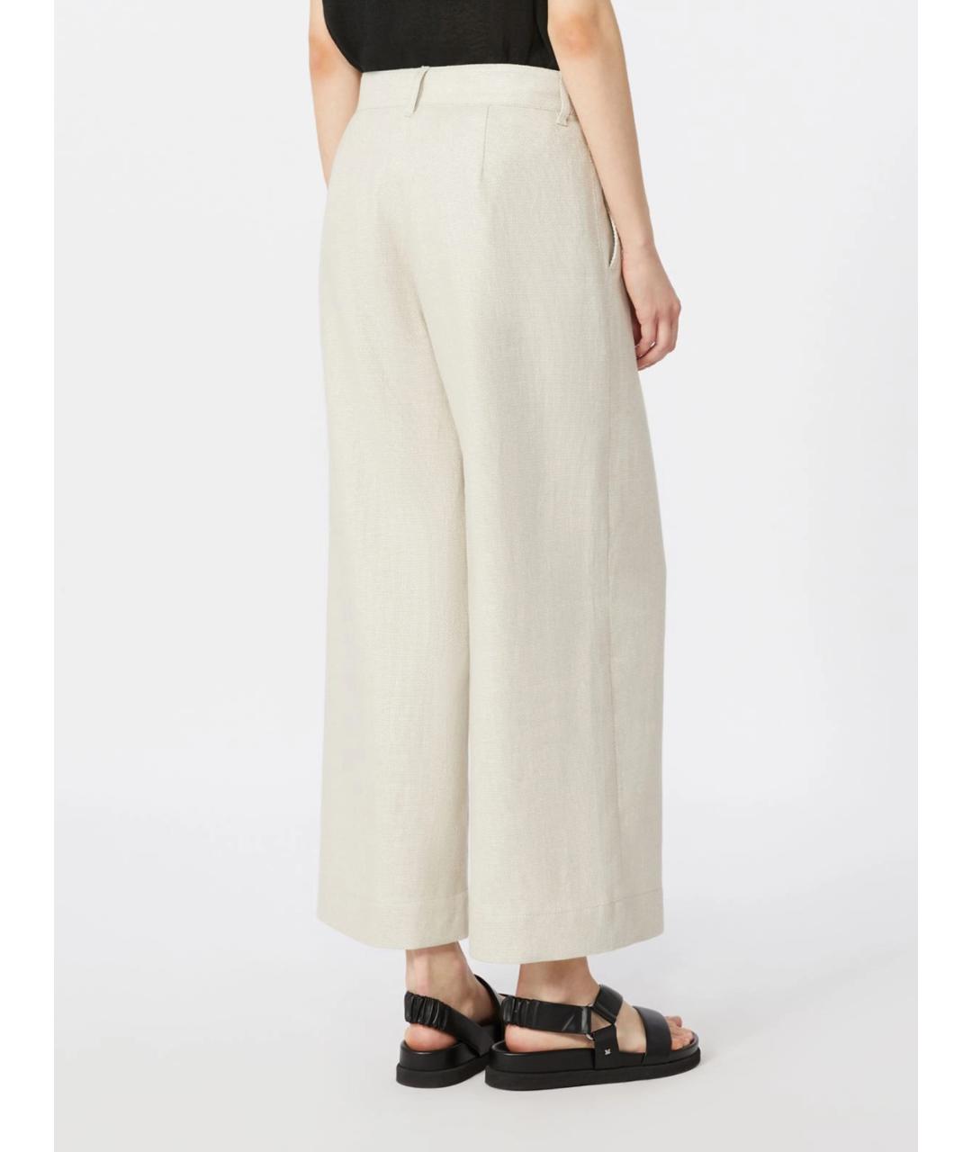 'S MAX MARA Белые льняные прямые брюки, фото 4