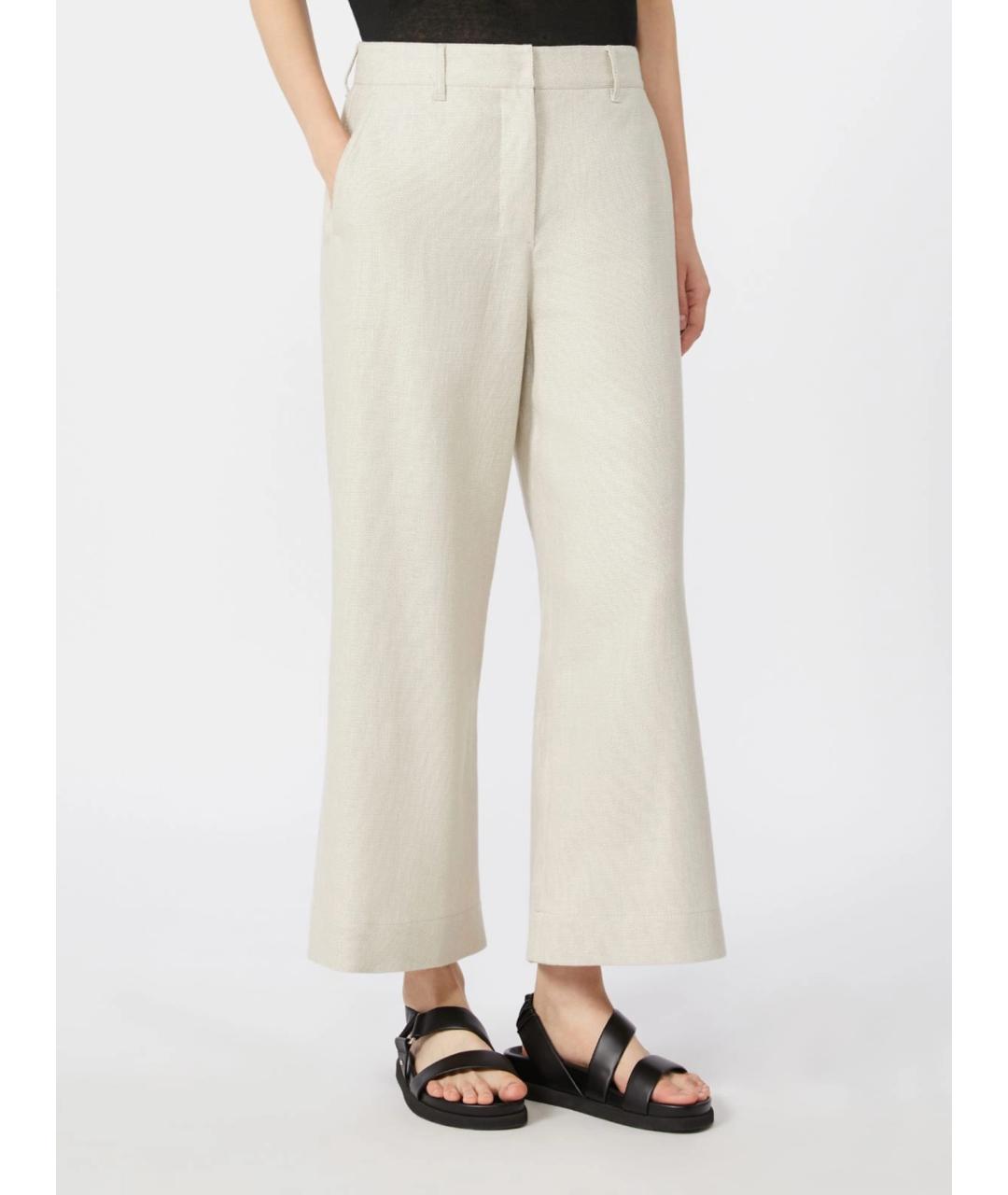 'S MAX MARA Белые льняные прямые брюки, фото 3