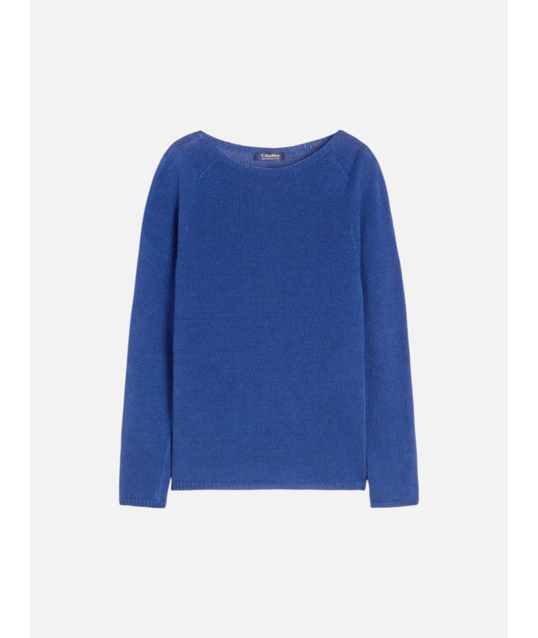 'S MAX MARA Синий льняной джемпер / свитер, фото 5