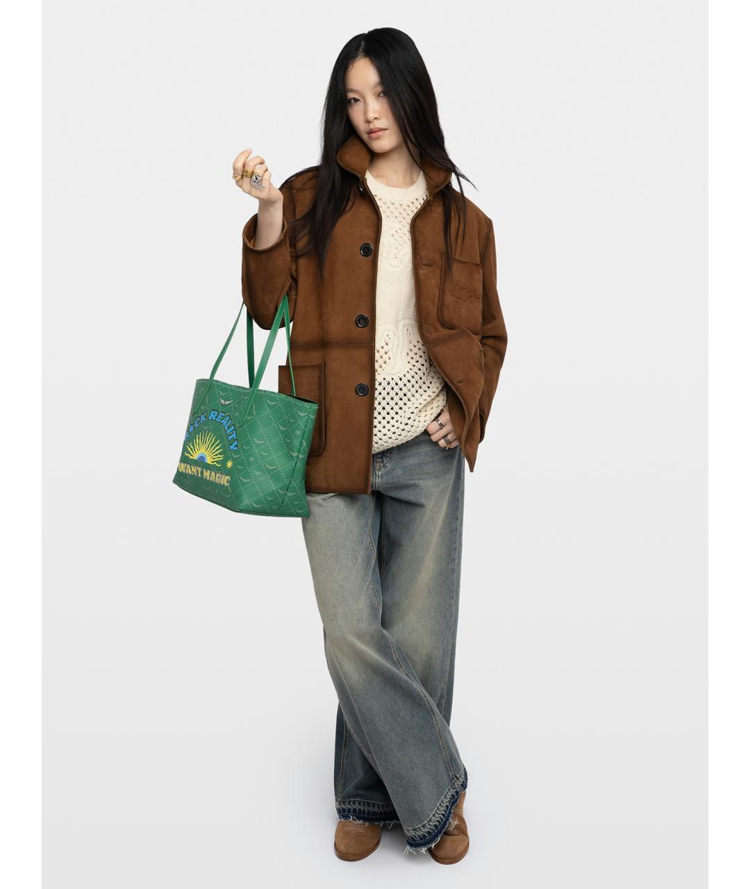 ZADIG & VOLTAIRE Зеленая сумка тоут из искусственной кожи, фото 3