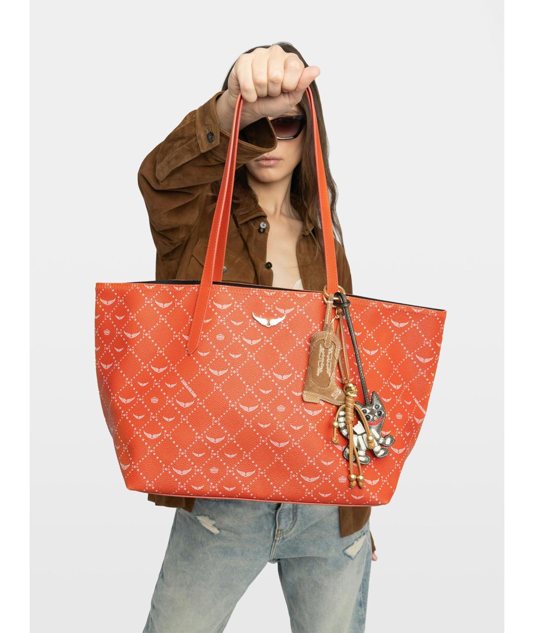 ZADIG & VOLTAIRE Оранжевая сумка тоут из искусственной кожи, фото 3