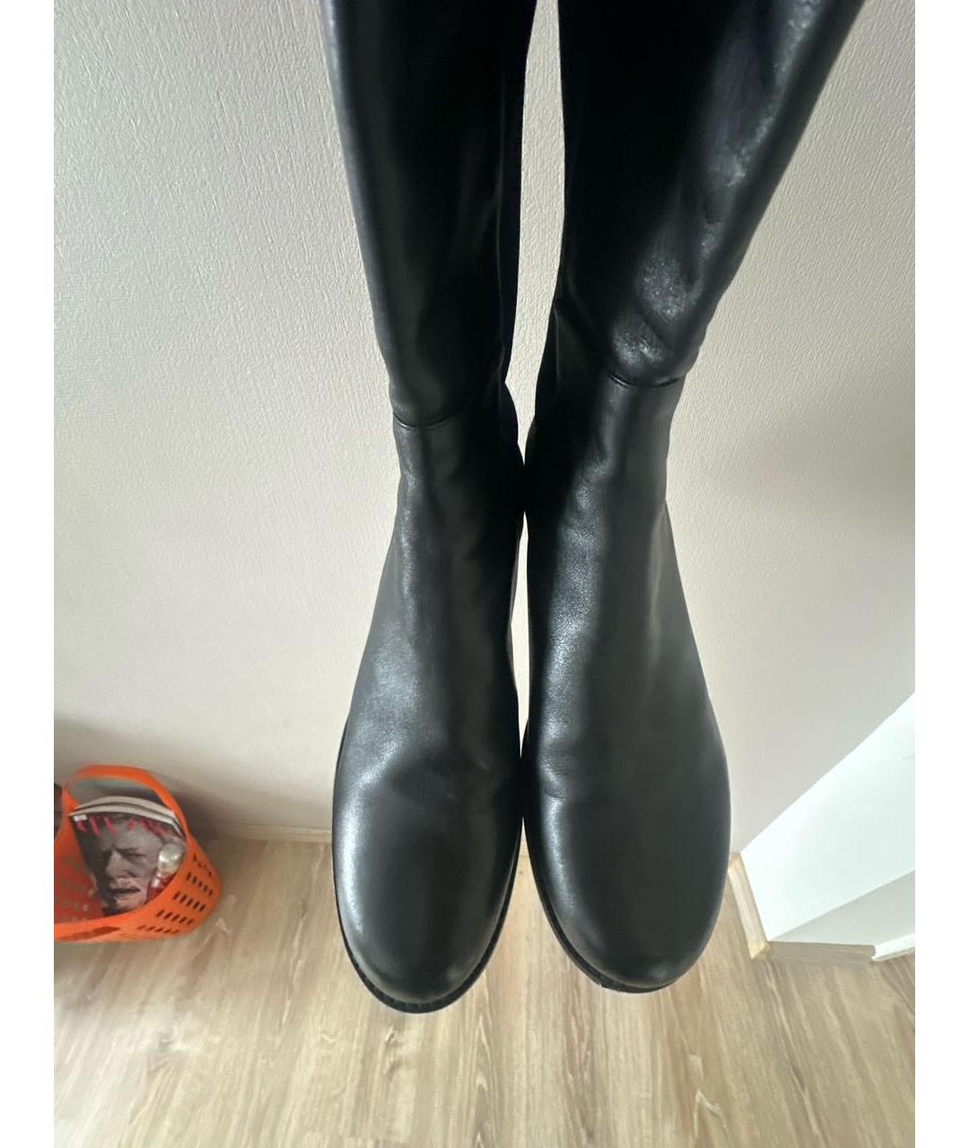 STUART WEITZMAN Черные кожаные ботфорты, фото 2