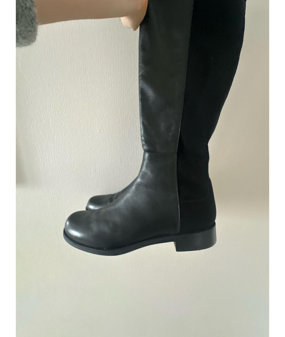 STUART WEITZMAN Черные кожаные ботфорты, фото 7