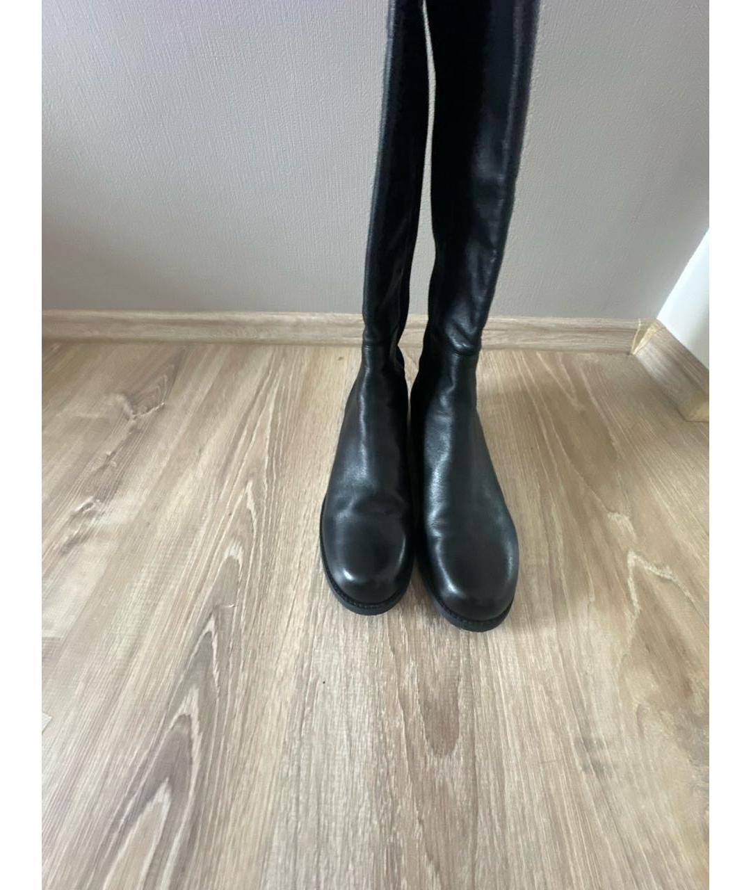 STUART WEITZMAN Черные кожаные ботфорты, фото 3