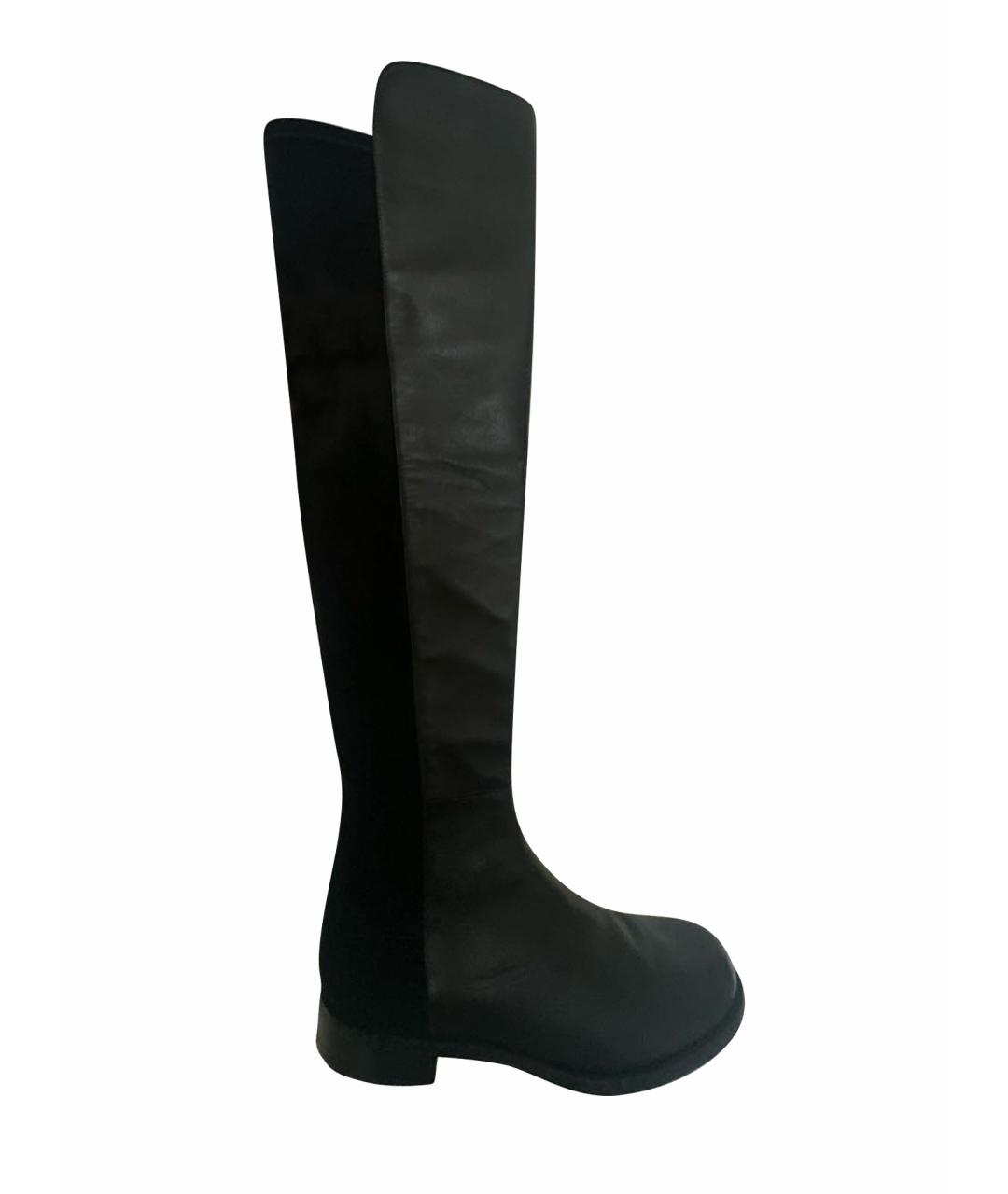 STUART WEITZMAN Черные кожаные ботфорты, фото 1