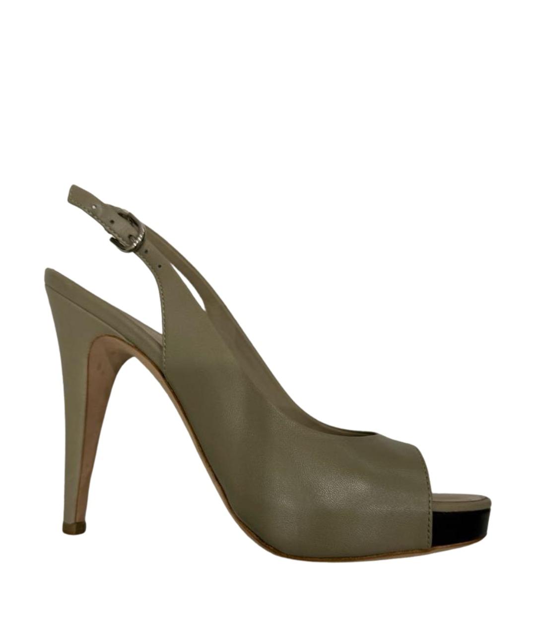 CHANEL Бежевые кожаные босоножки, фото 1