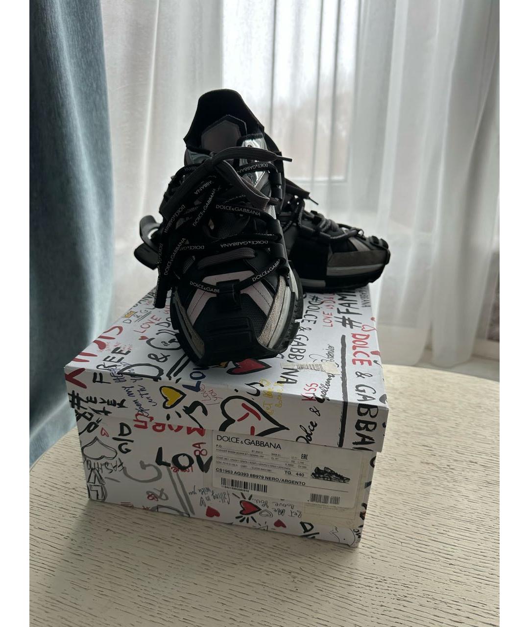 DOLCE&GABBANA Серебряные кожаные низкие кроссовки / кеды, фото 4