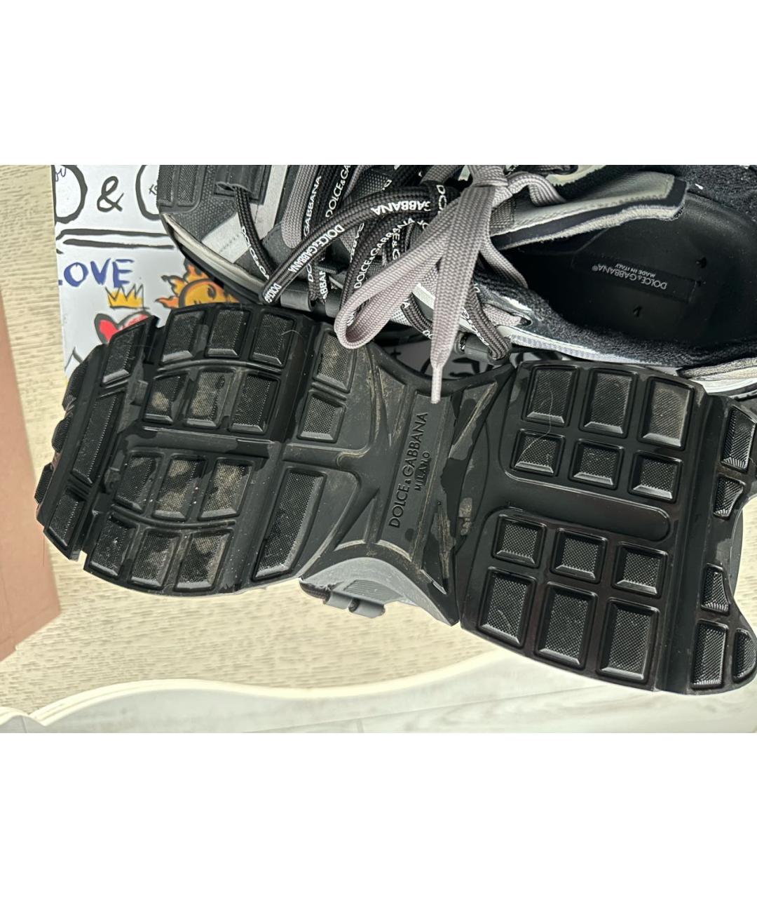 DOLCE&GABBANA Серебряные кожаные низкие кроссовки / кеды, фото 6