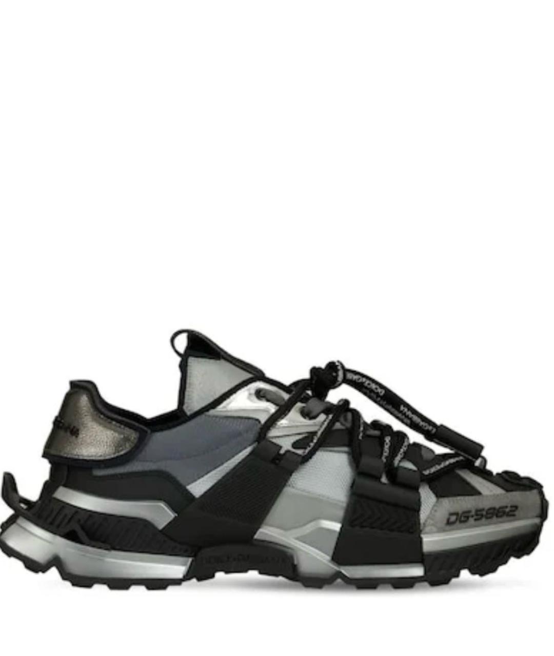 DOLCE&GABBANA Серебряные кожаные низкие кроссовки / кеды, фото 1