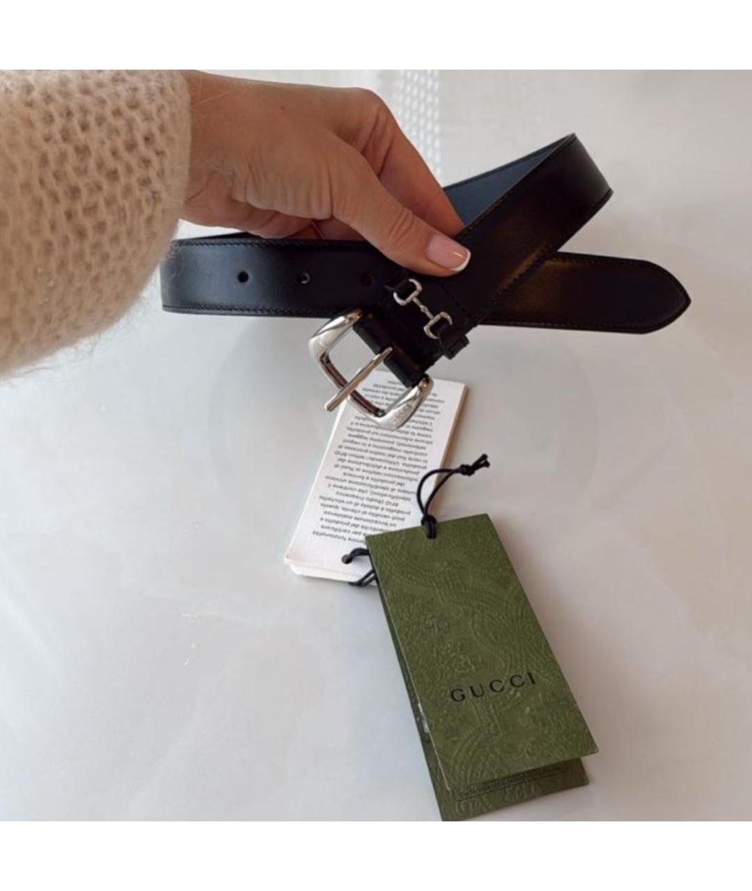 GUCCI Черный кожаный ремень, фото 3